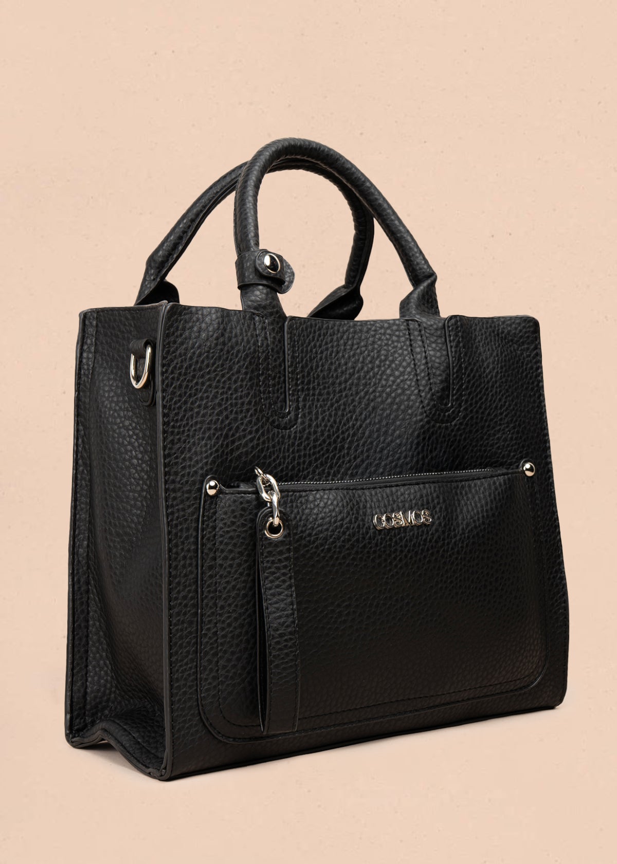 Bolso tipo cartera color negro con bolsillo frontal 106955