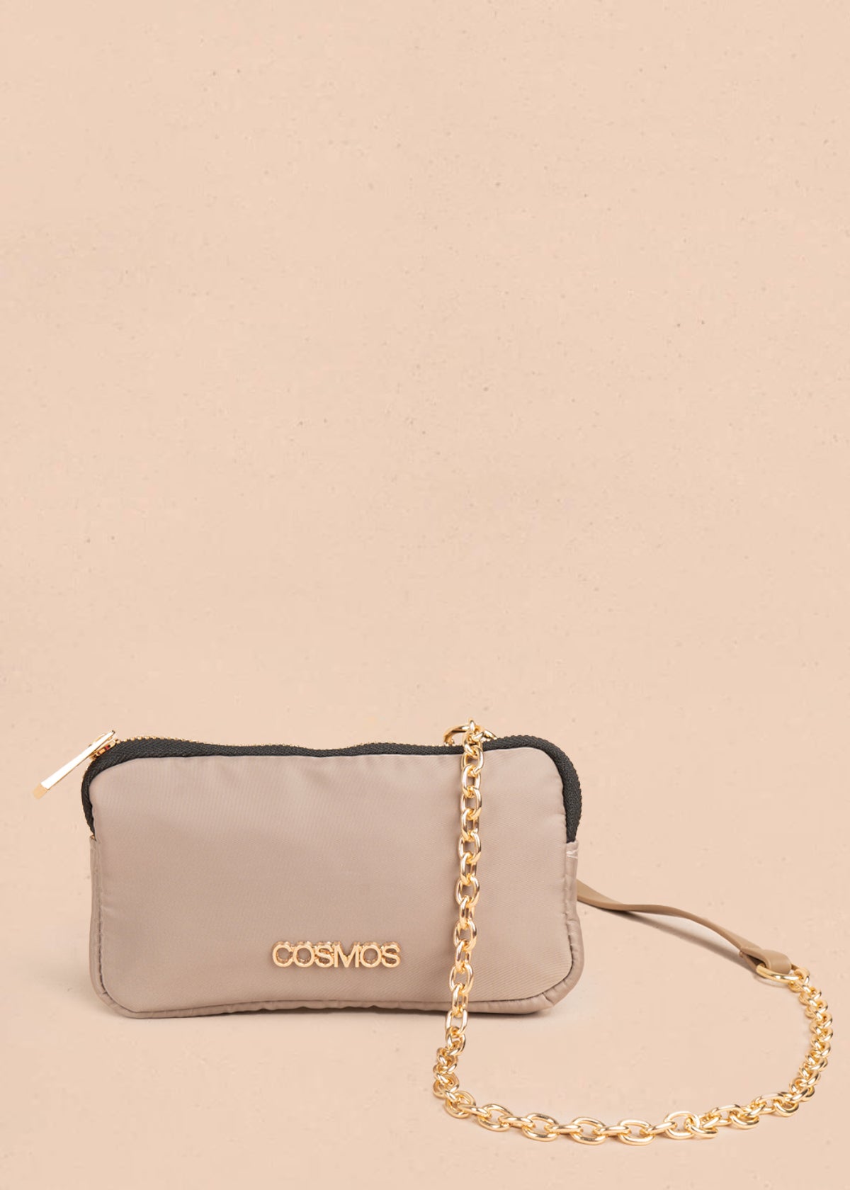 Porta celular color beige con cadena 106970