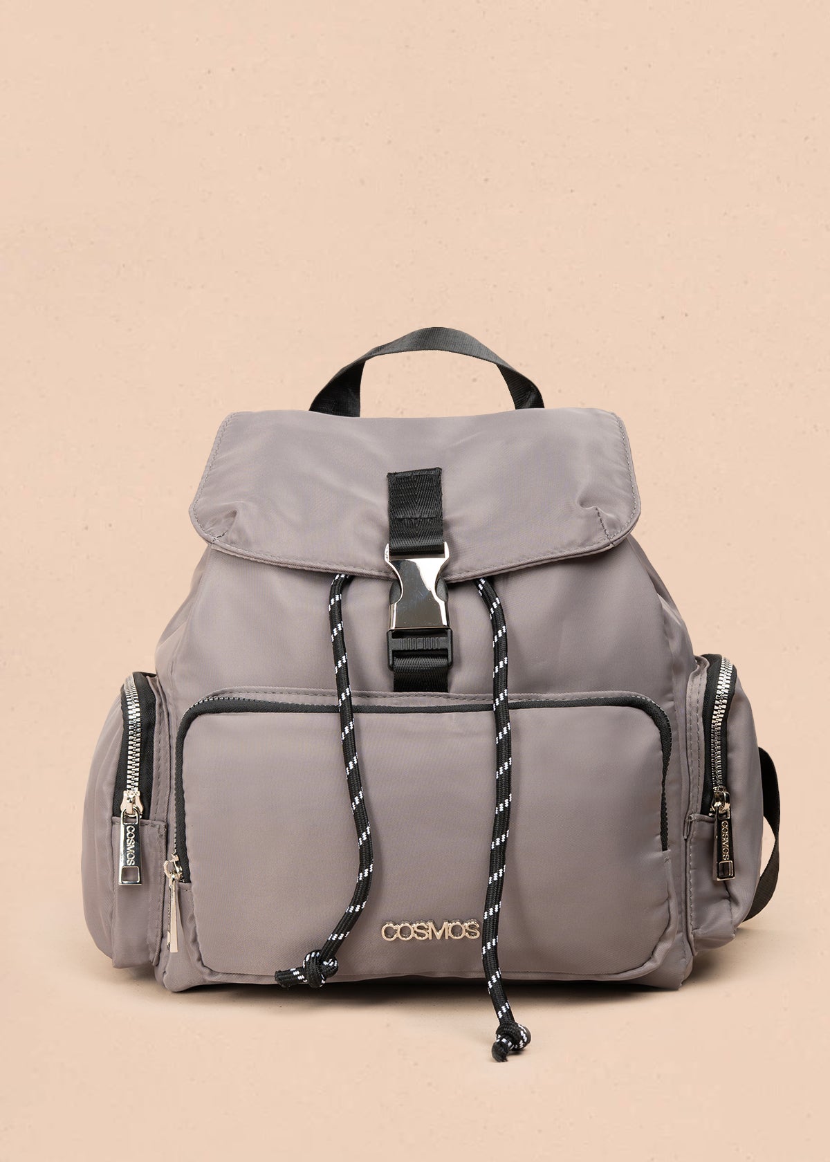 Morral color gris con bolsillo frontal y laterales 106977