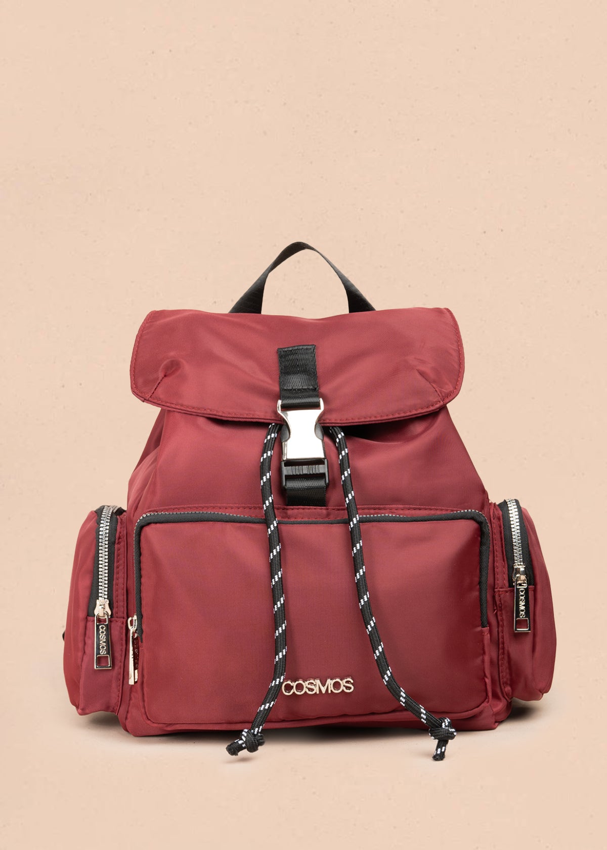Morral color vinotinto con bolsillo frontal y laterales 106977