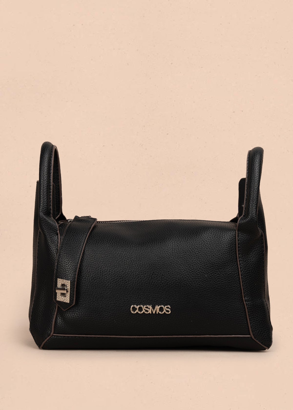 Bolso tipo cartera color negro con broche frontal 106985