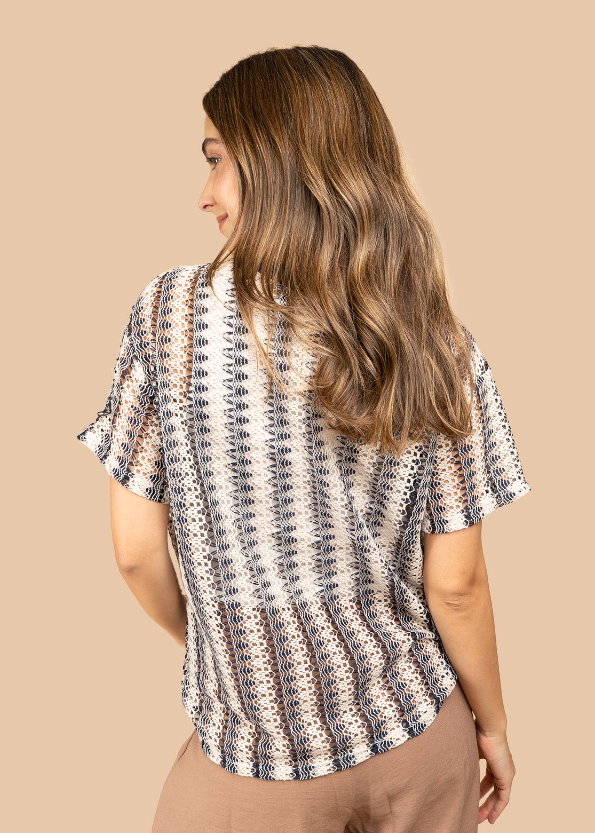 Camiseta a rayas en zigzag color azul 107040