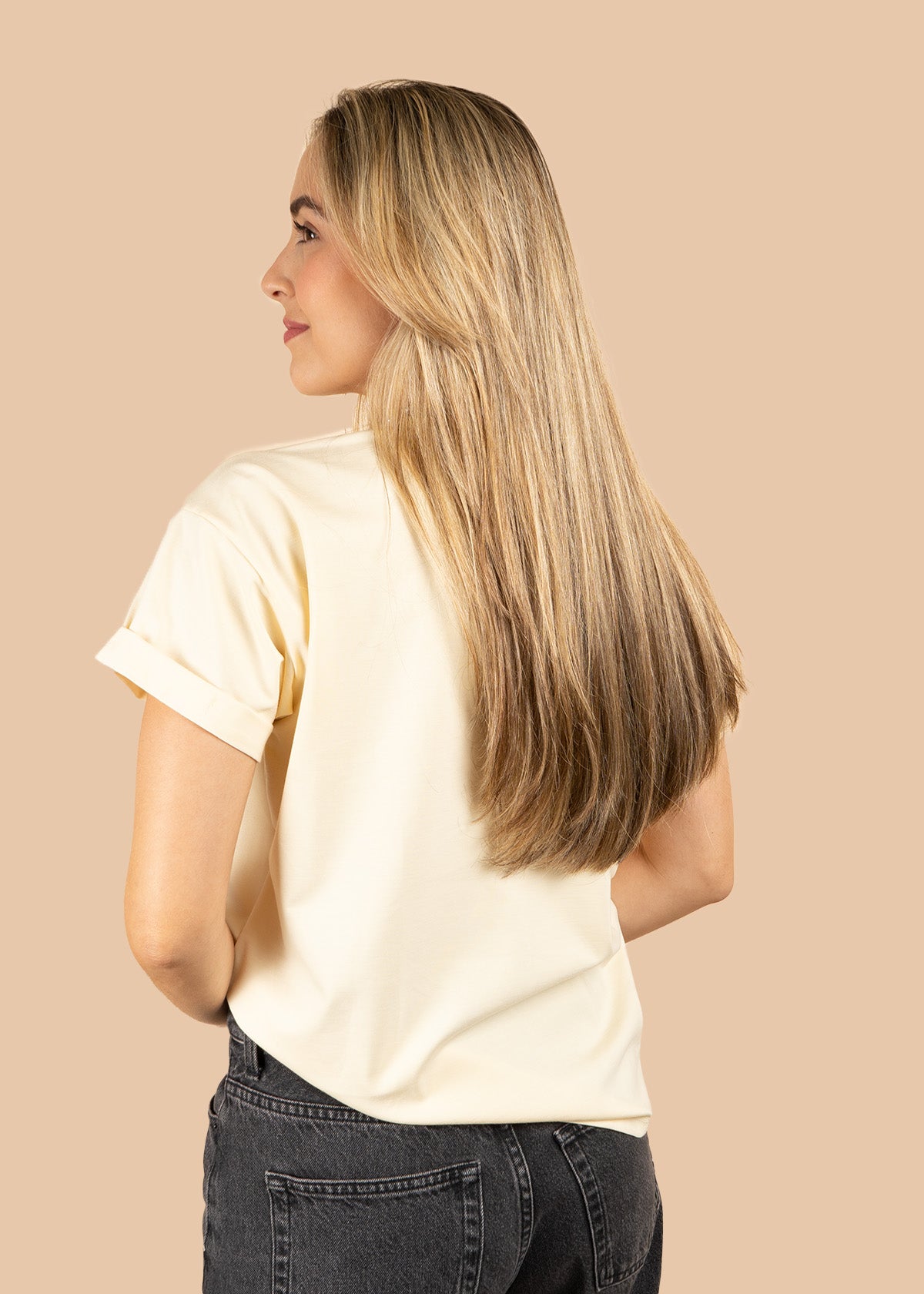 Camiseta algodón con estampado floral nací para florecer color amarillo 107057