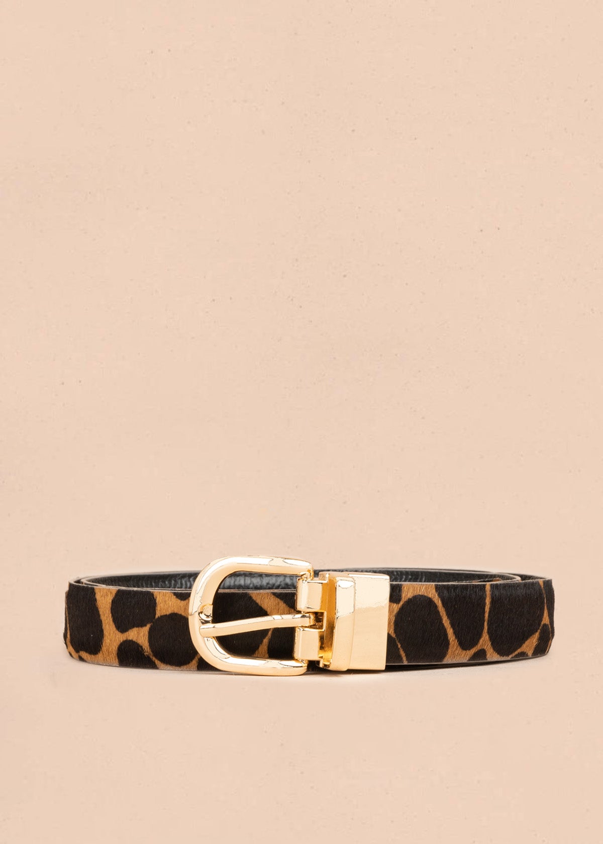 Cinturón de cuero doble faz animal print negro color negro 107061
