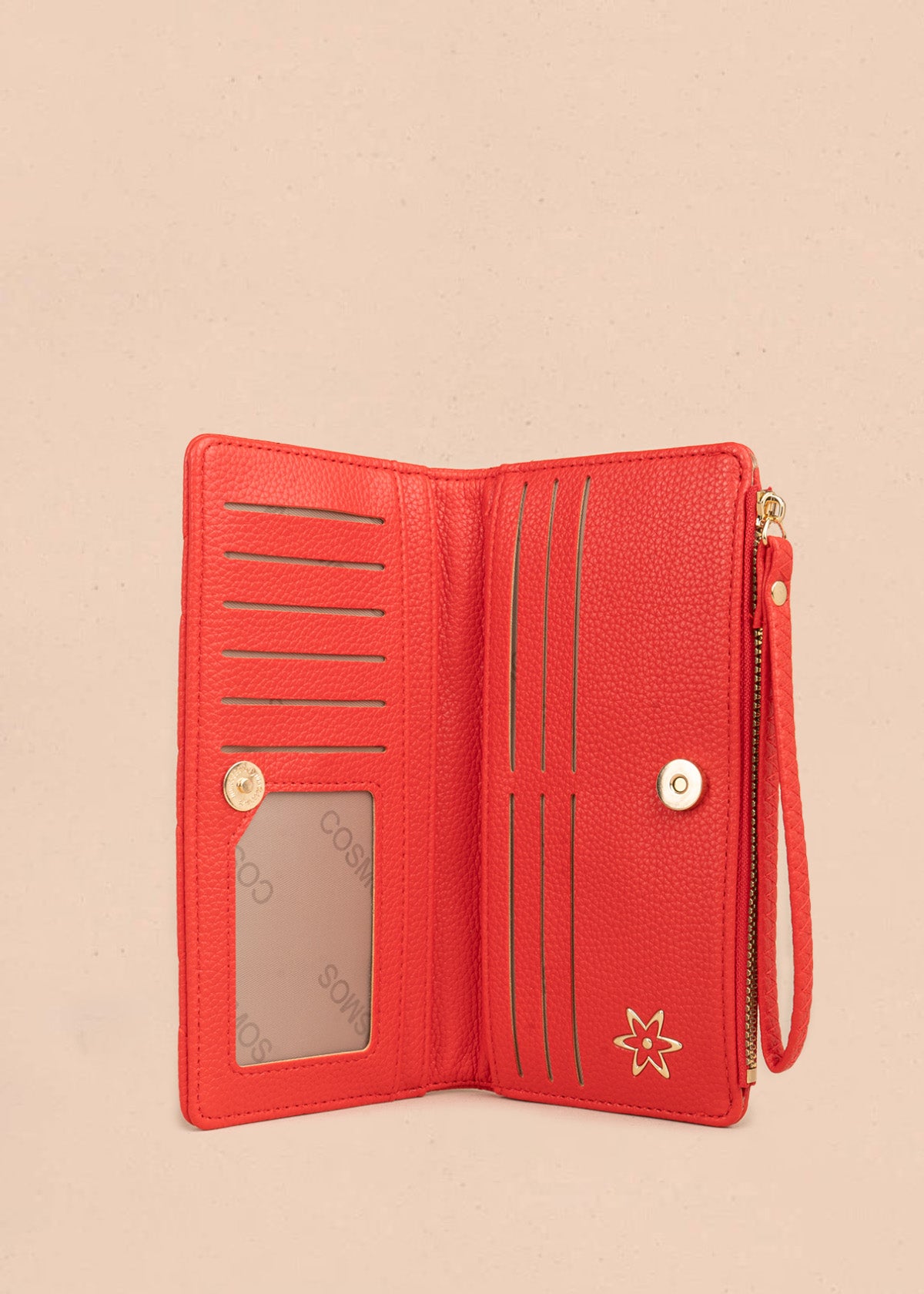 Billetera grande color rojo con cierre y manilla 107158