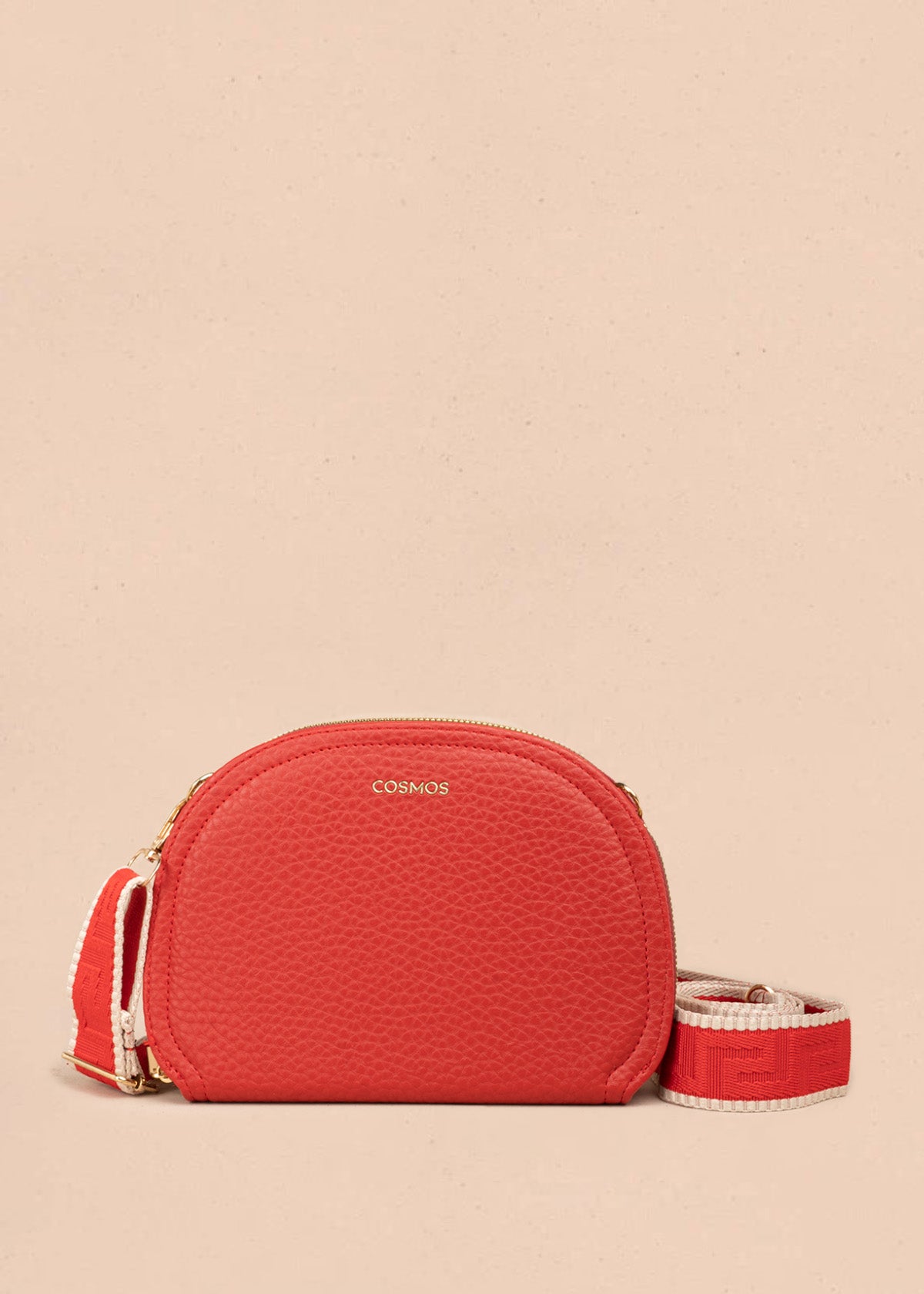 Porta-celular color rojo con doble cremallera y correa ancha 107168