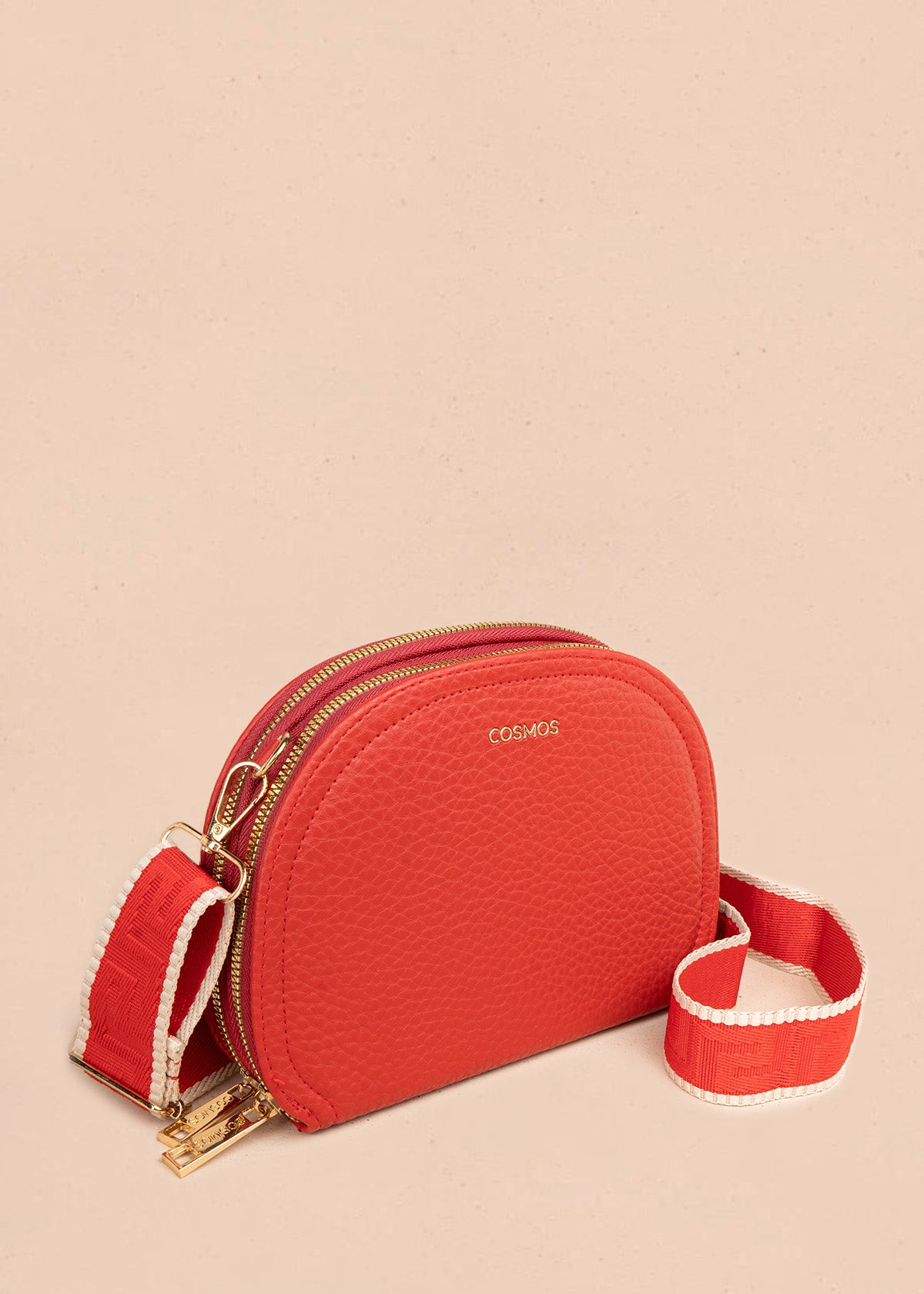 Porta-celular color rojo con doble cremallera y correa ancha 107168