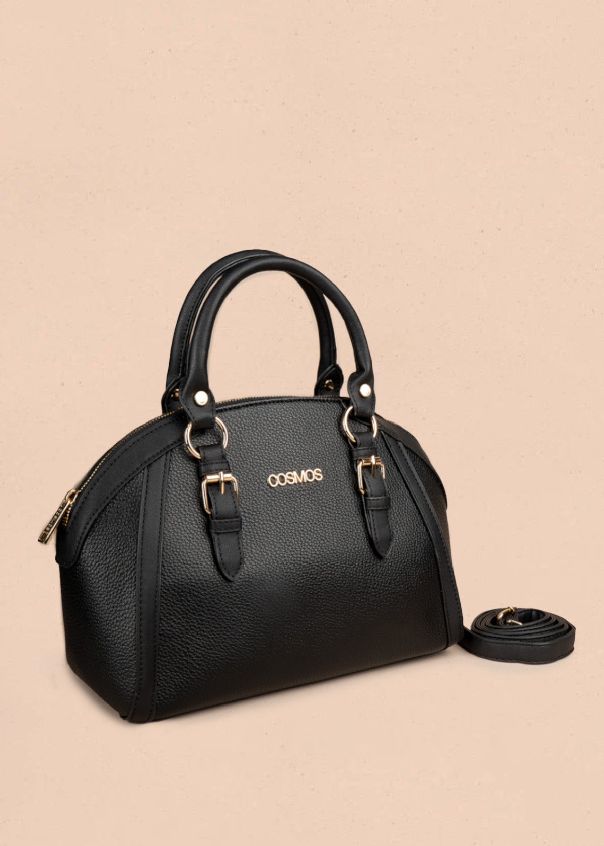 Cartera color negro de dos asas con correa larga 107172
