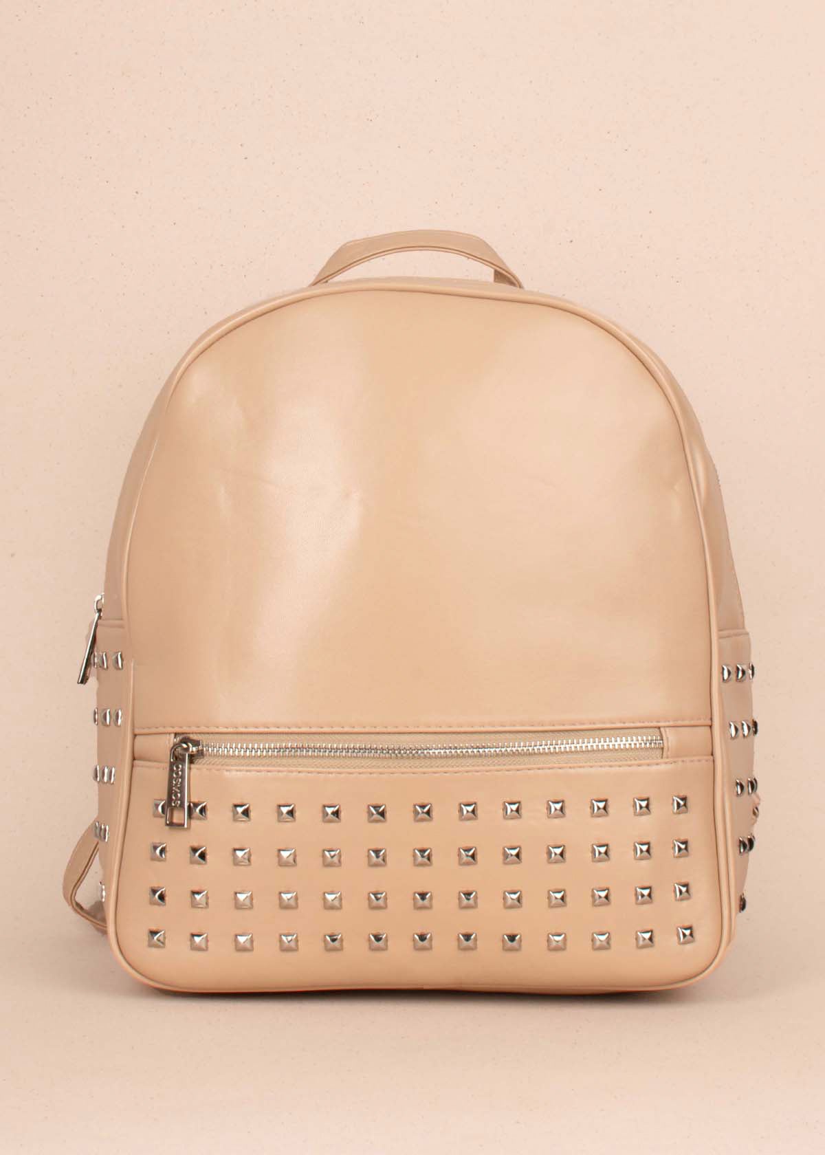 Morral color beige con cierre frontal y taches 104391