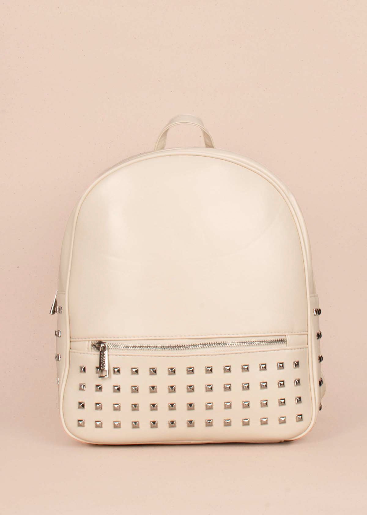 Morral color crema con cierre frontal y taches 104391
