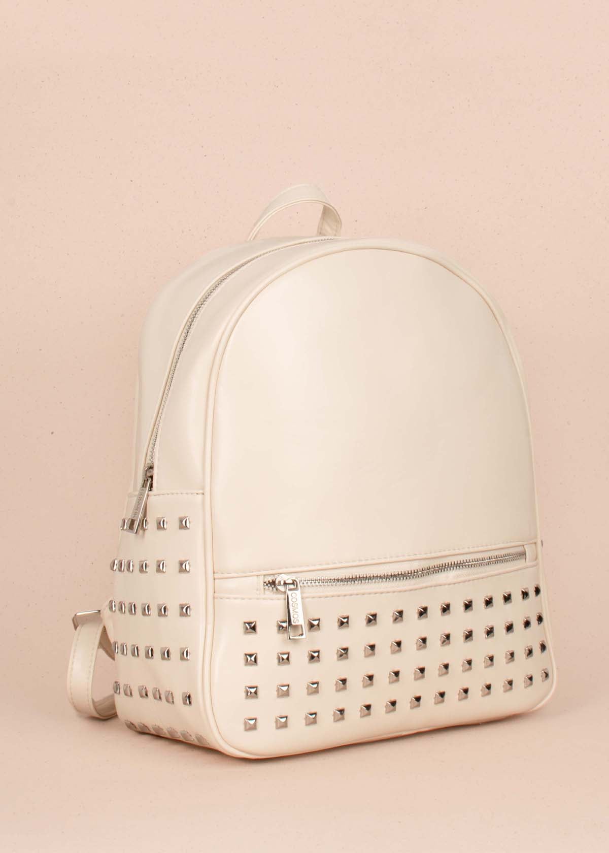 Morral color crema con cierre frontal y taches 104391