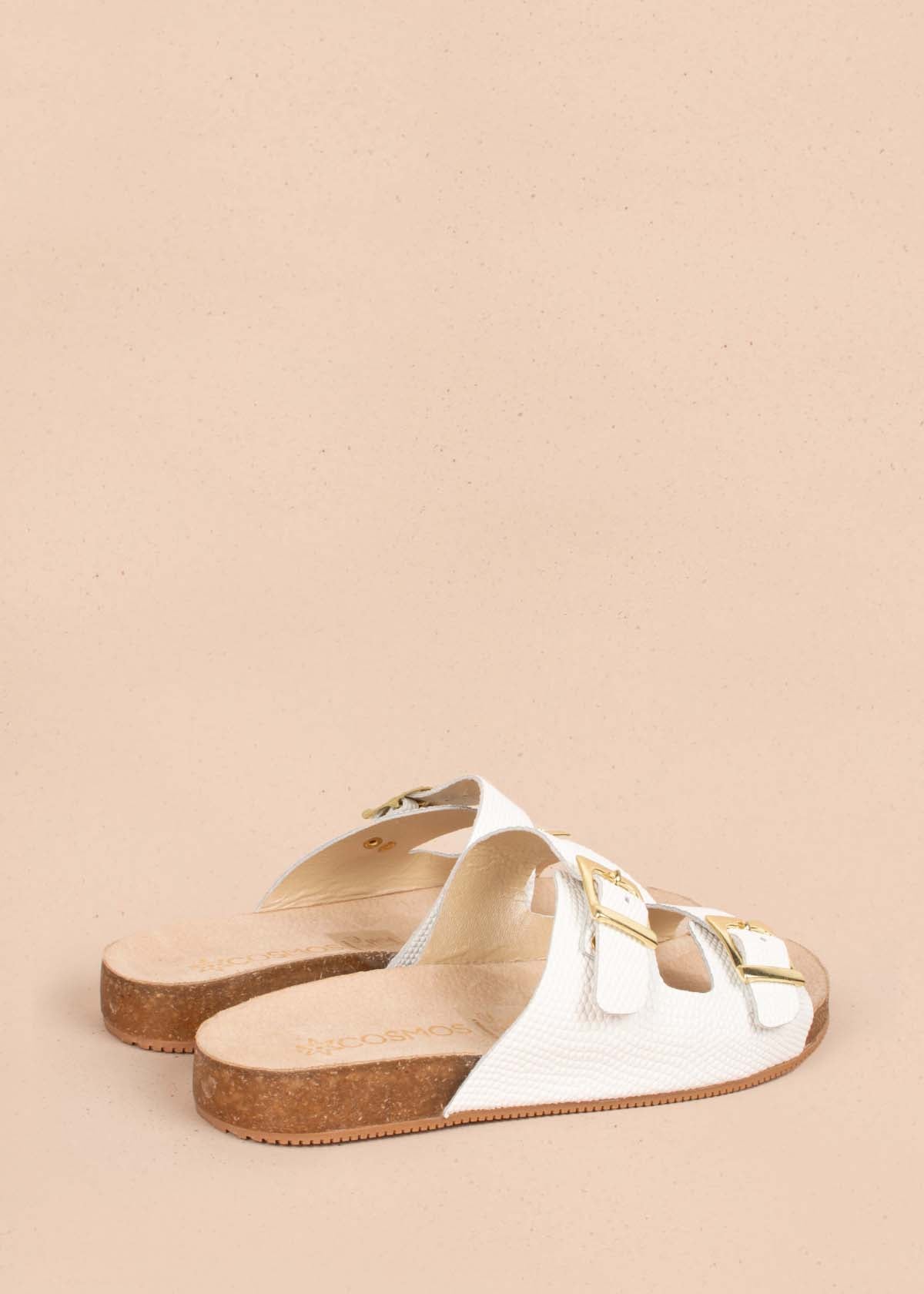 Sandalias en cuero color blanco con correas ajustables 104442