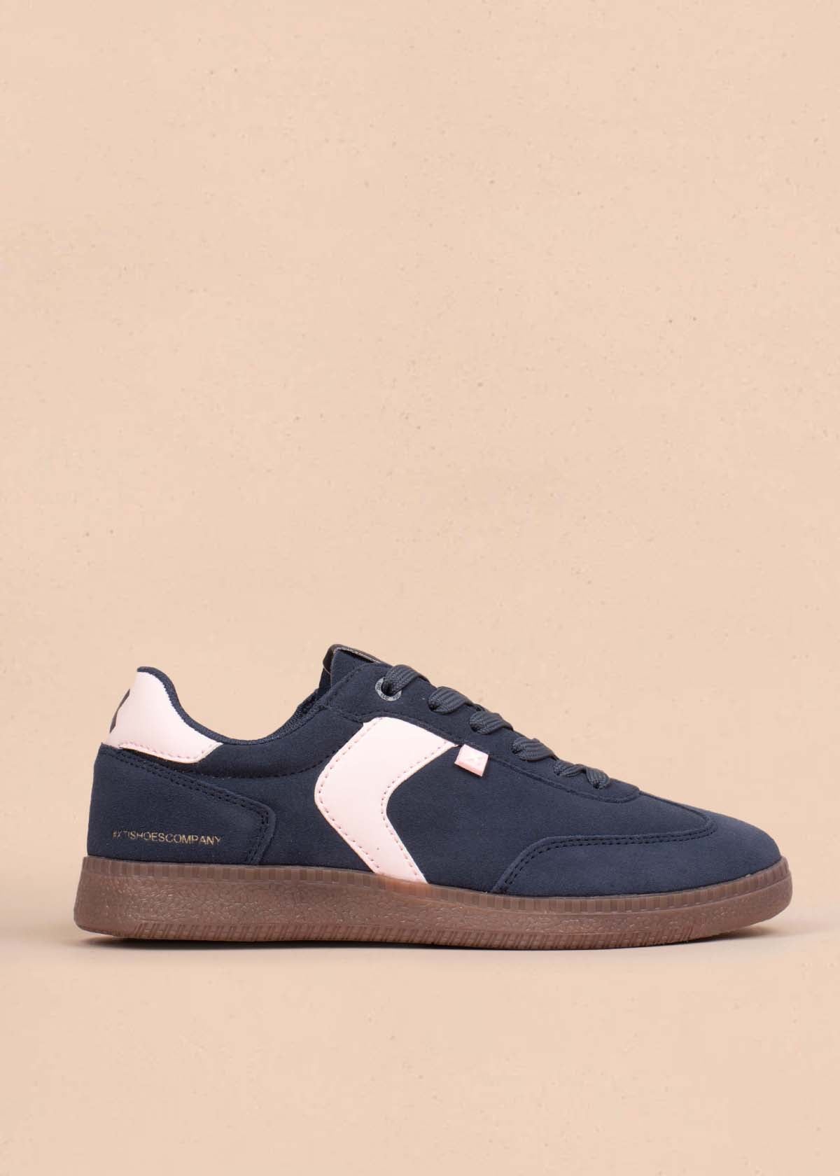 Tenis casuales en cuero color azul 105028