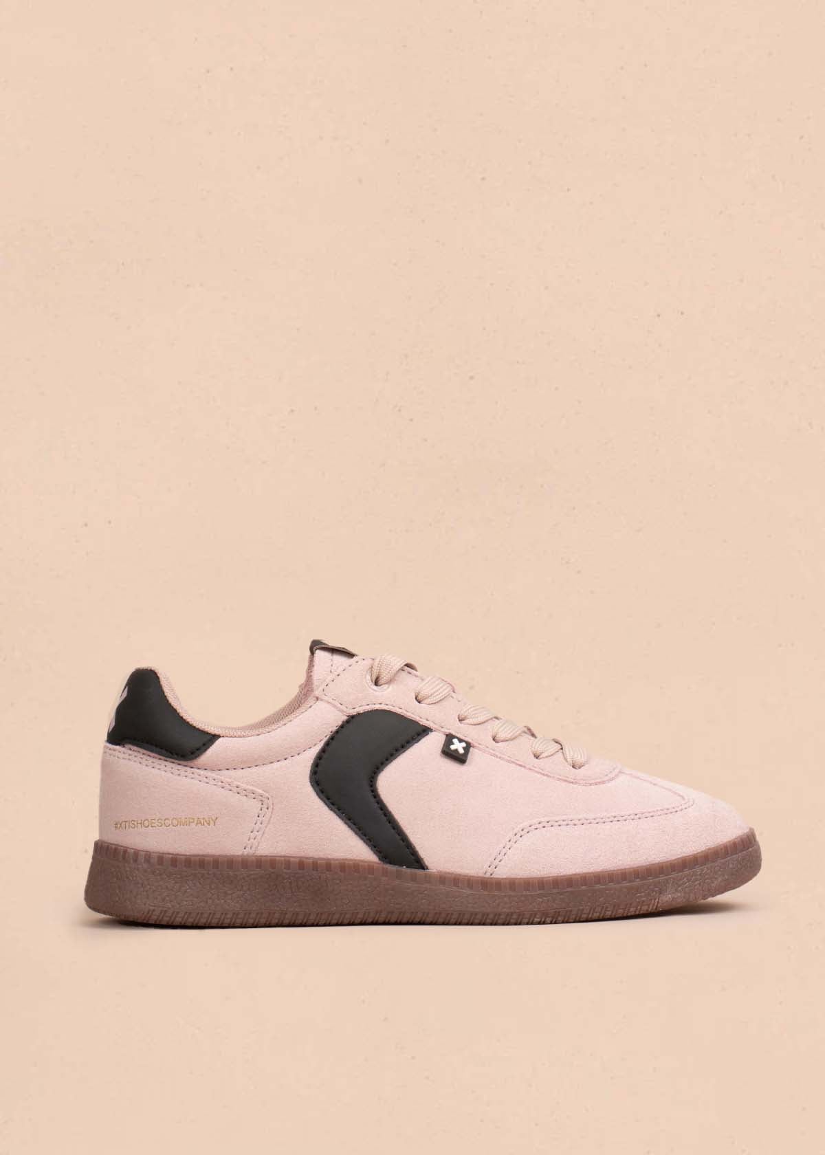 Tenis casuales en cuero color nude 105028