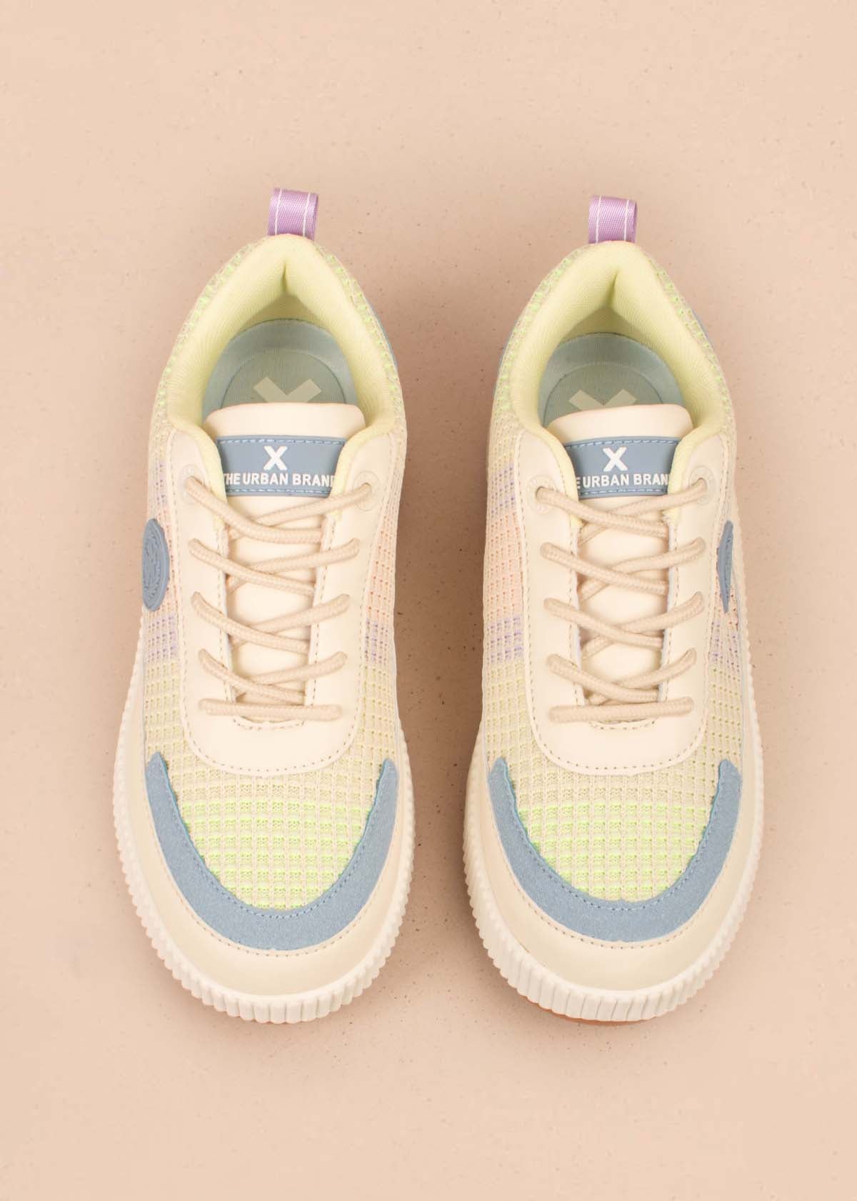 Tenis casuales color azul claro con malla 105036