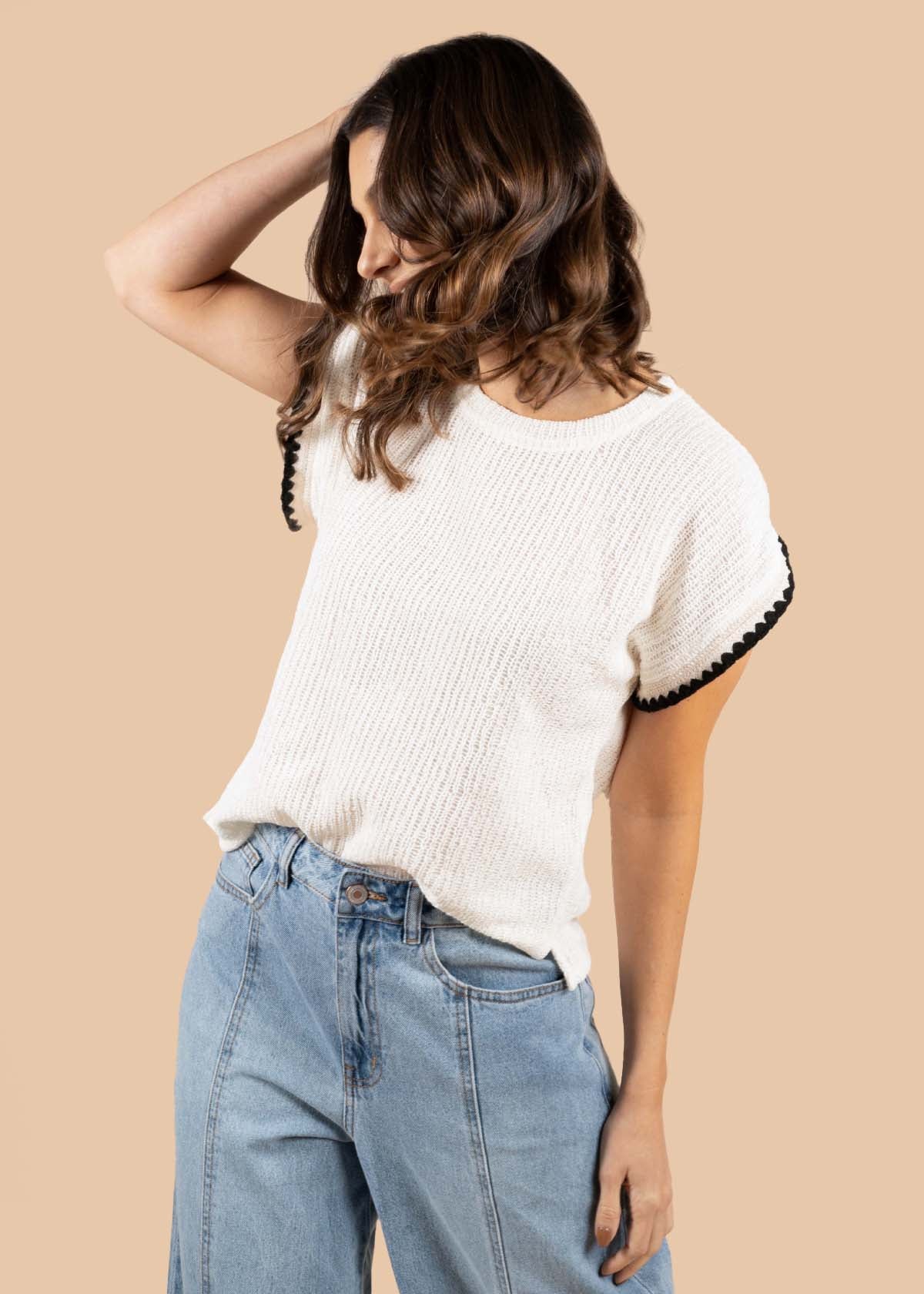 Blusa tejida color beige 105204