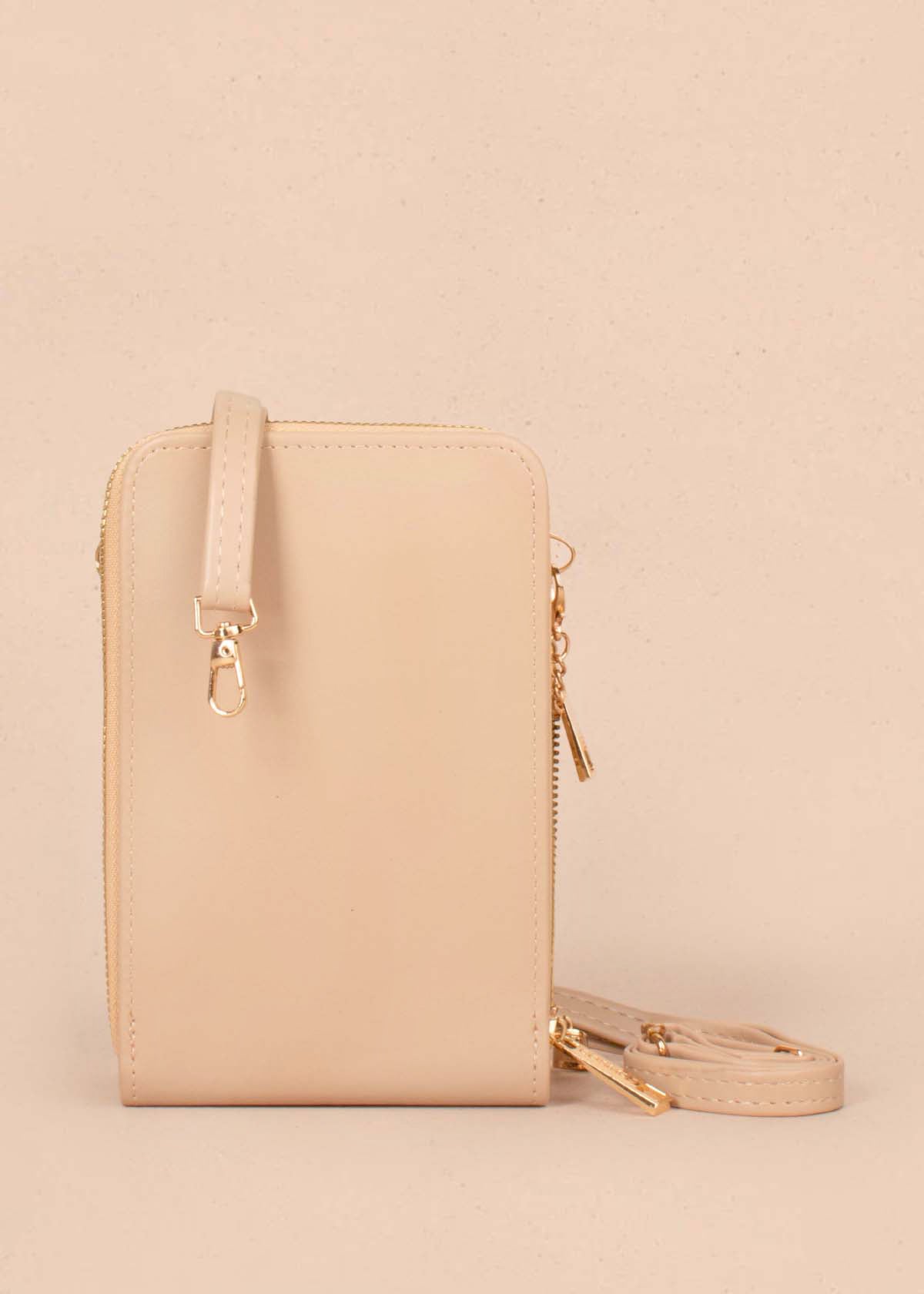 Porta celular color beige con textura croco 105252