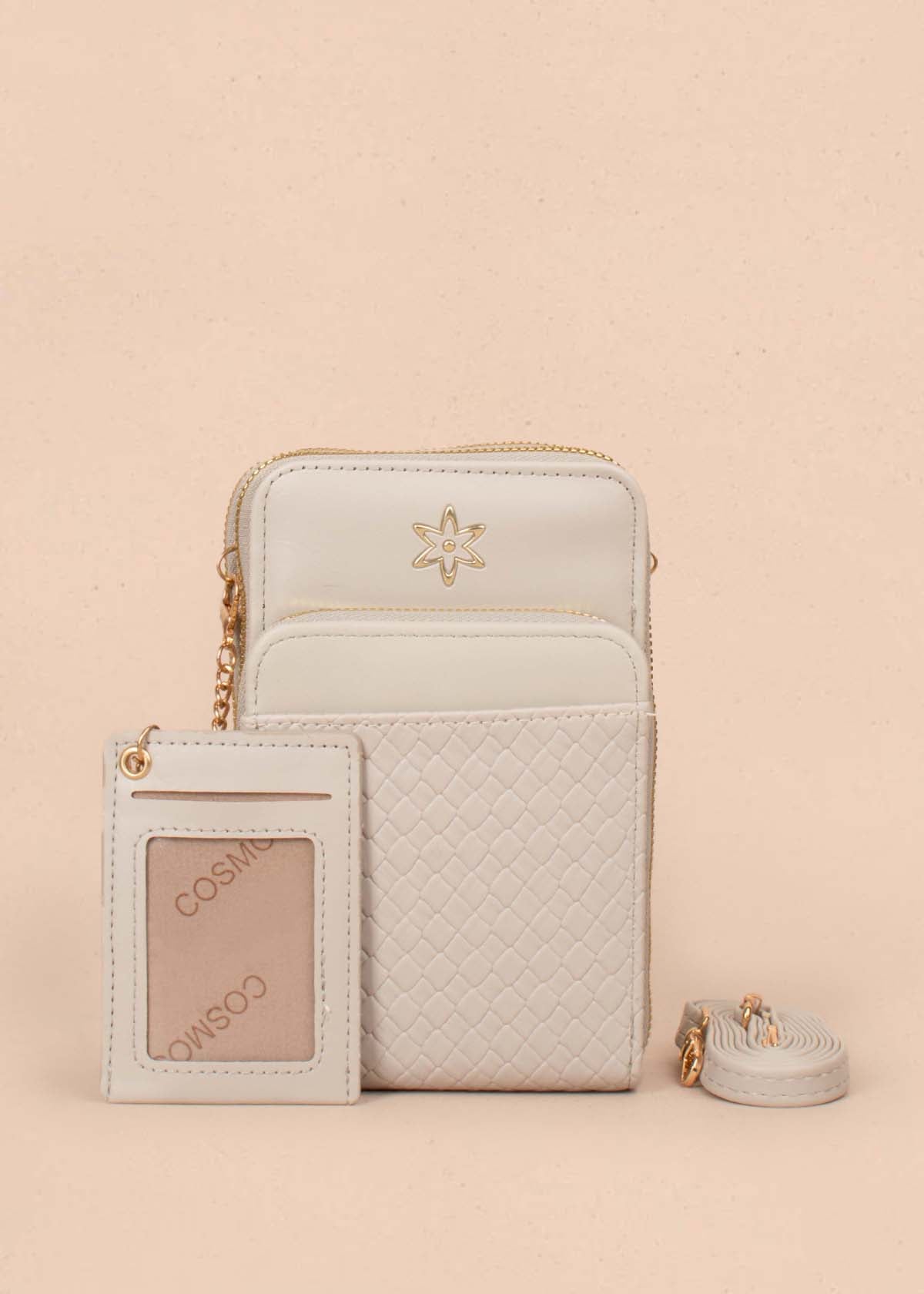 Porta celular color gris con textura croco 105252