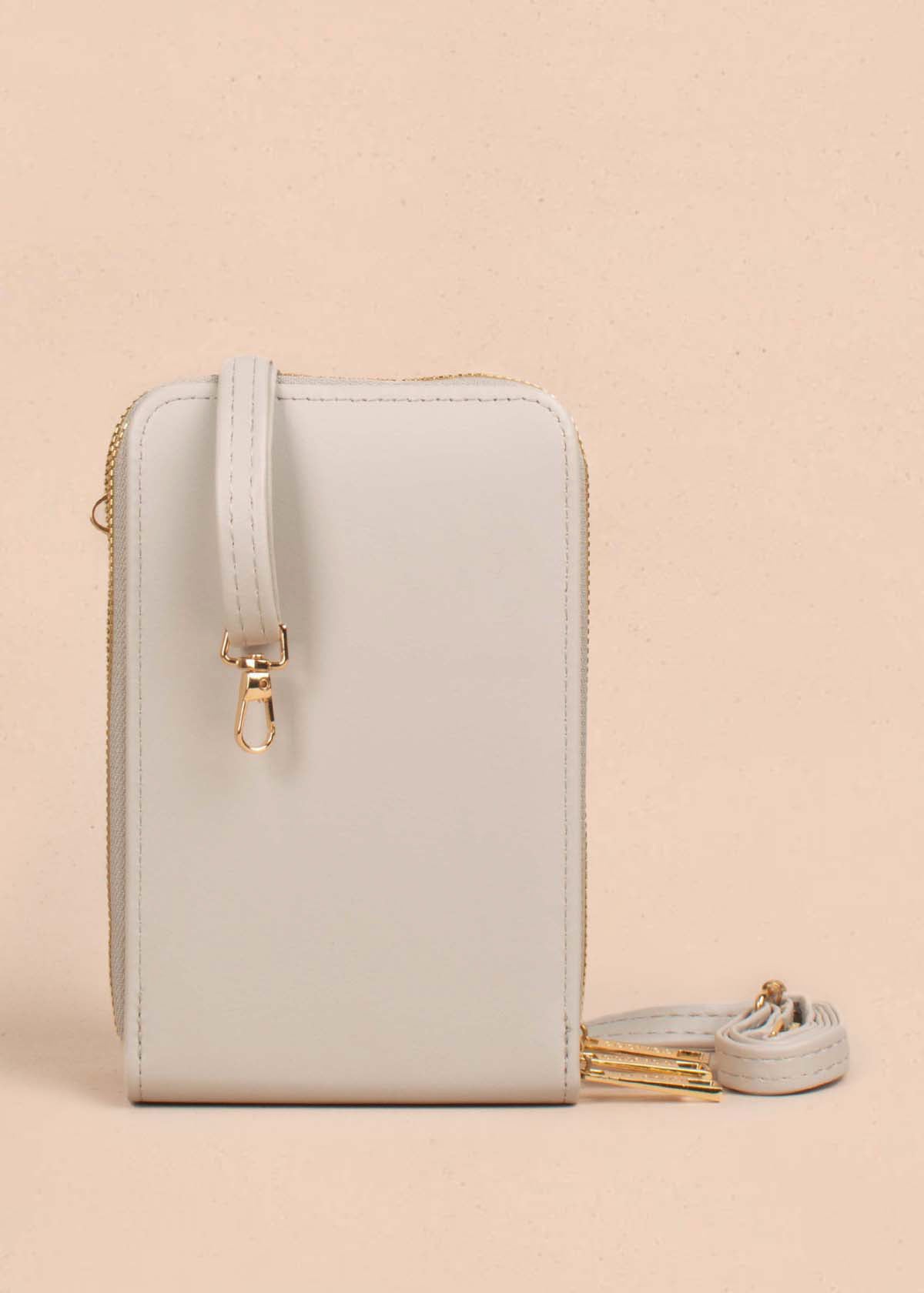 Porta celular color gris con textura croco 105252