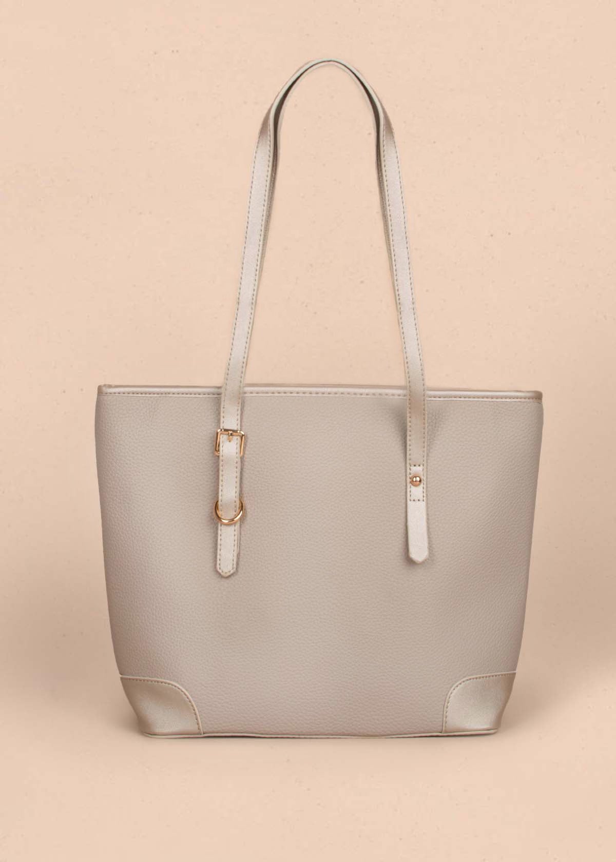 Bolso tipo shopping color gris 105256