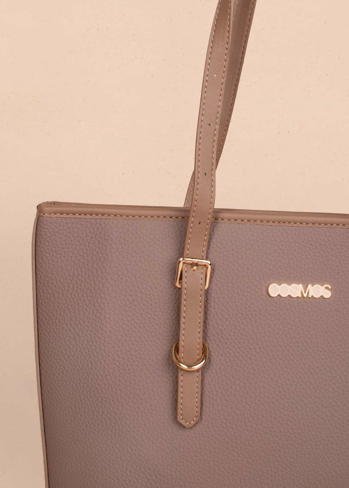 Bolso tipo shopping color taupe 105256