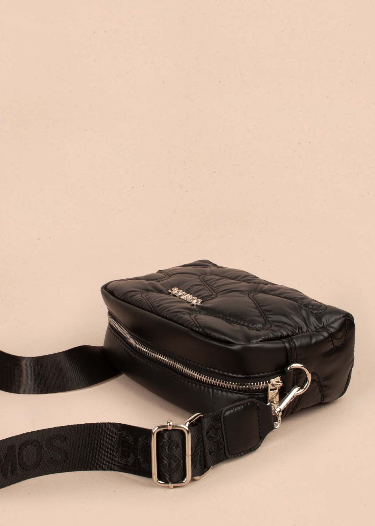 Bolso tipo bandolera color negro con efecto acolchado 105266