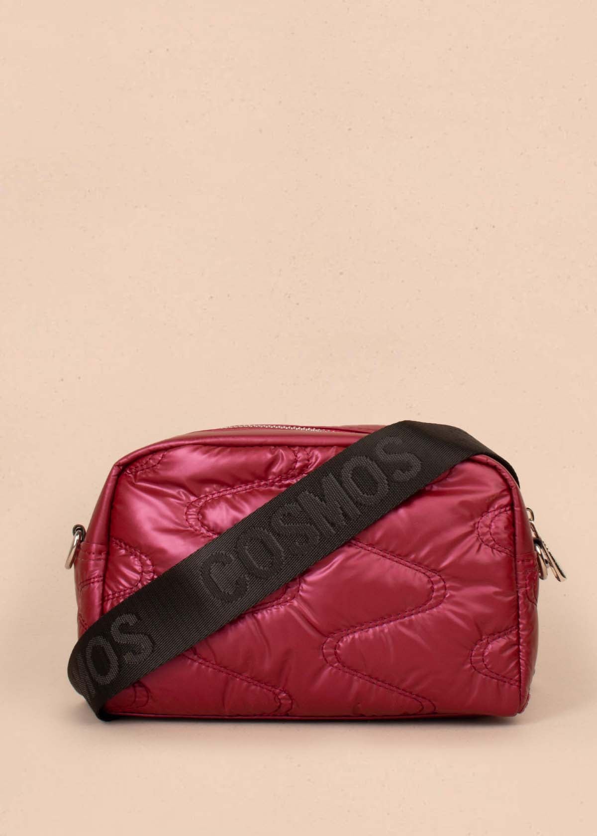 Bolso tipo bandolera color vinotinto con efecto acolchado 105266