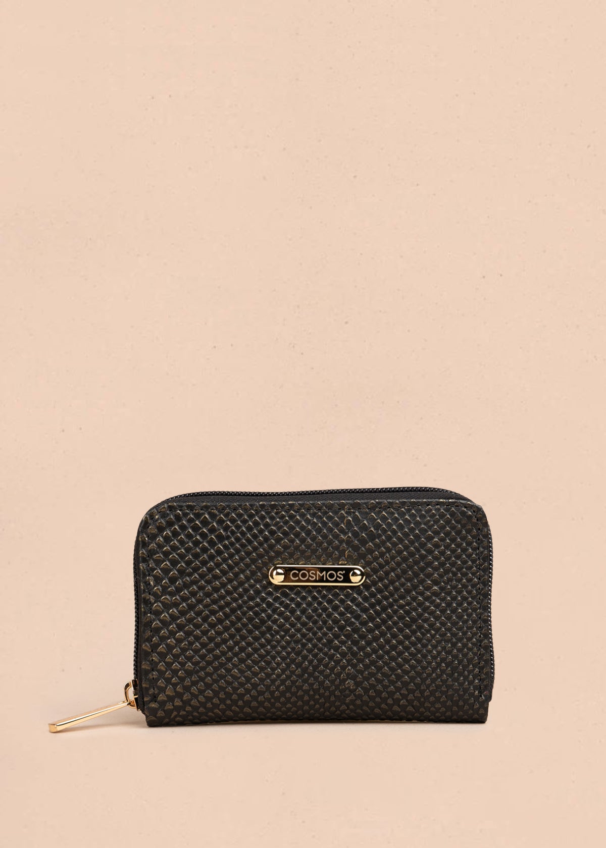 Billetera grande en cuero color negro con texturizado 105321