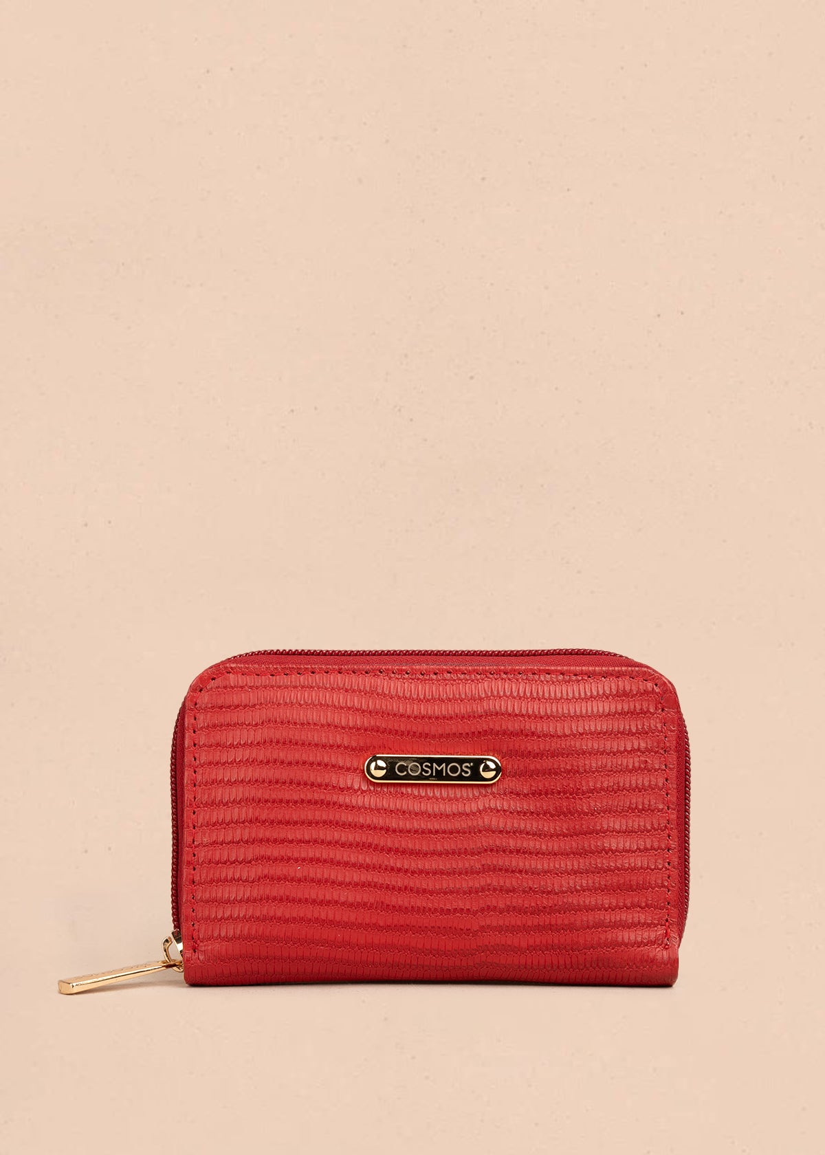 Billetera grande en cuero color rojo con texturizado 105321
