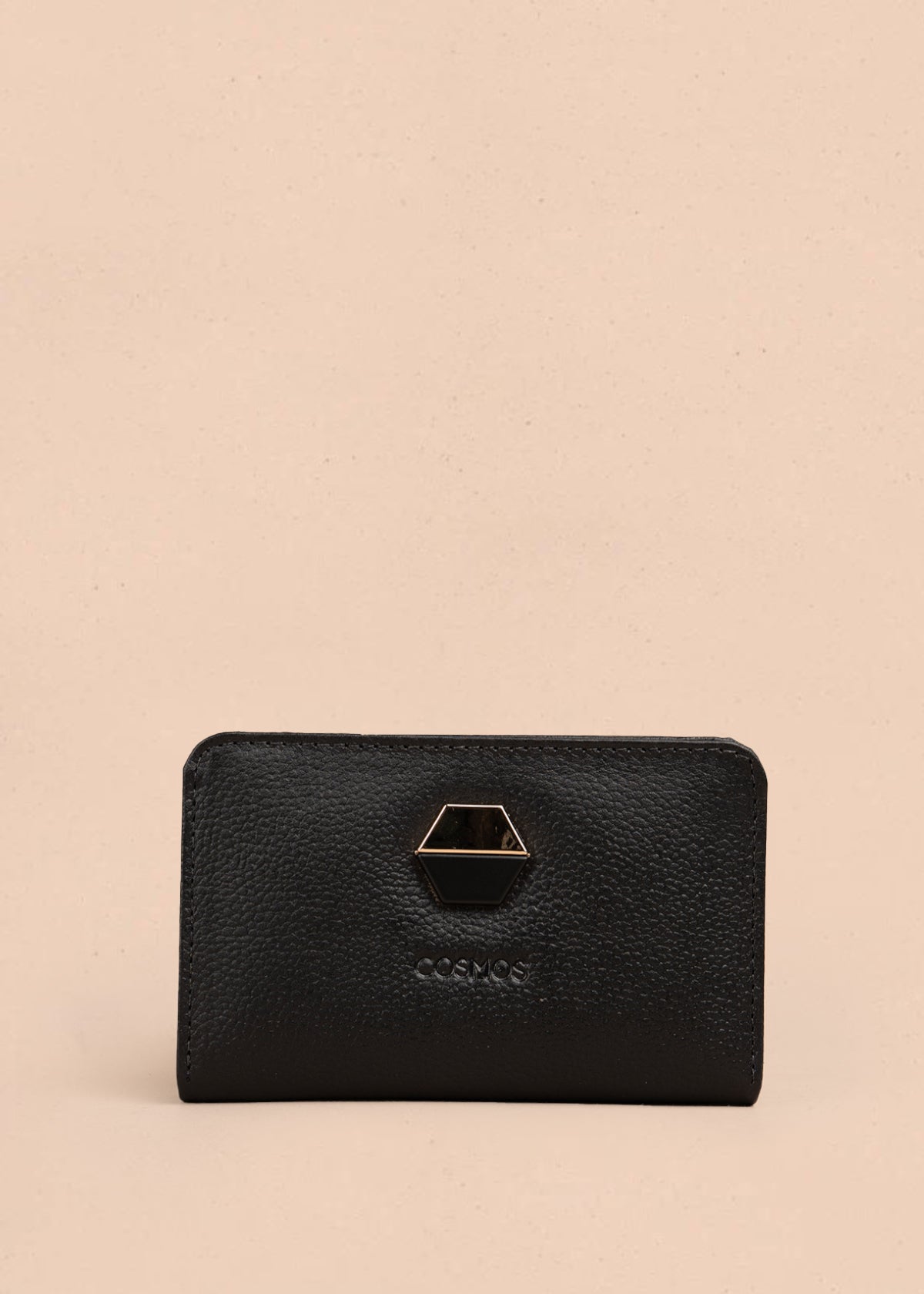 Billetera en cuero color negro con detalle hexagonal 105323