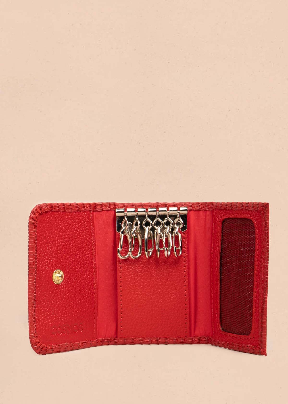 Porta llaves en cuero color rojo 105324