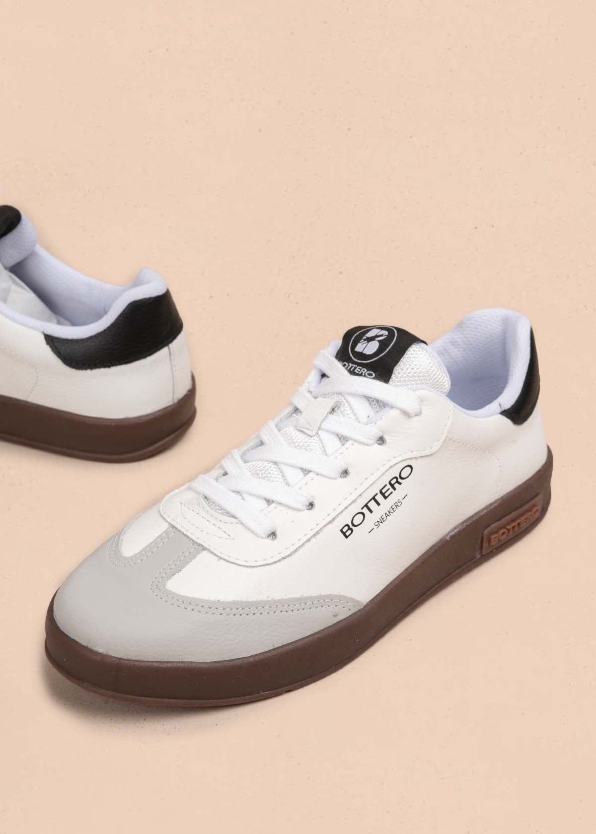 Tenis casuales en cuero color blanco con negro 105331