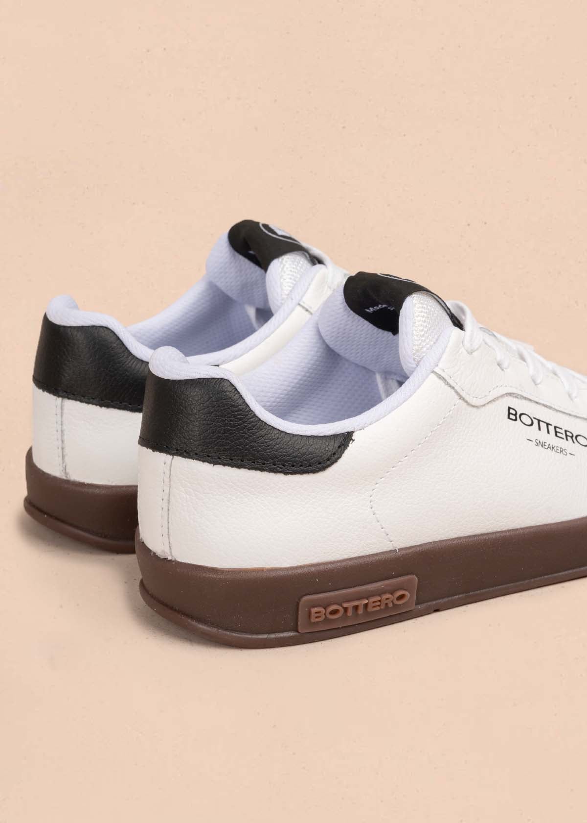 Tenis casuales en cuero color blanco con negro 105331
