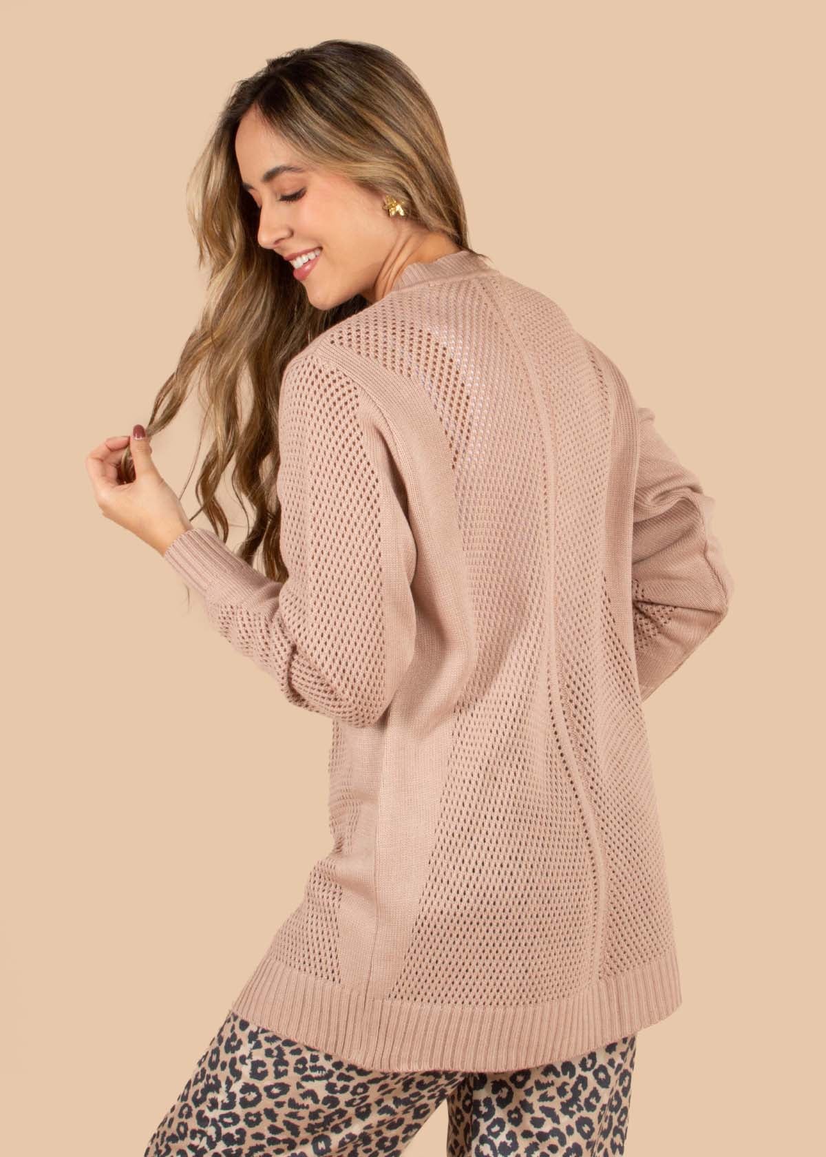 Buzo tejido en malla color nude 105343