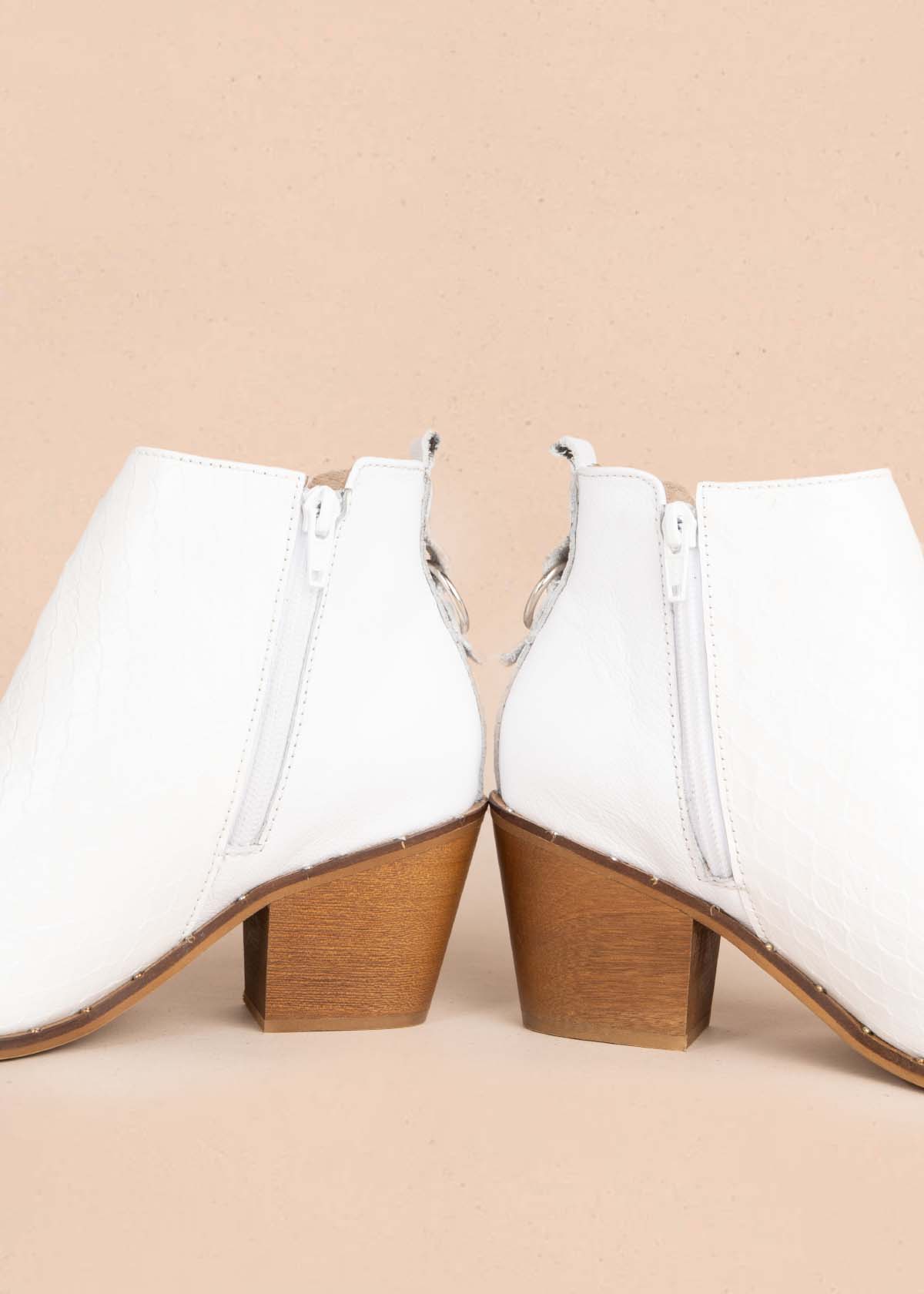 Botines en cuero color blanco 105413