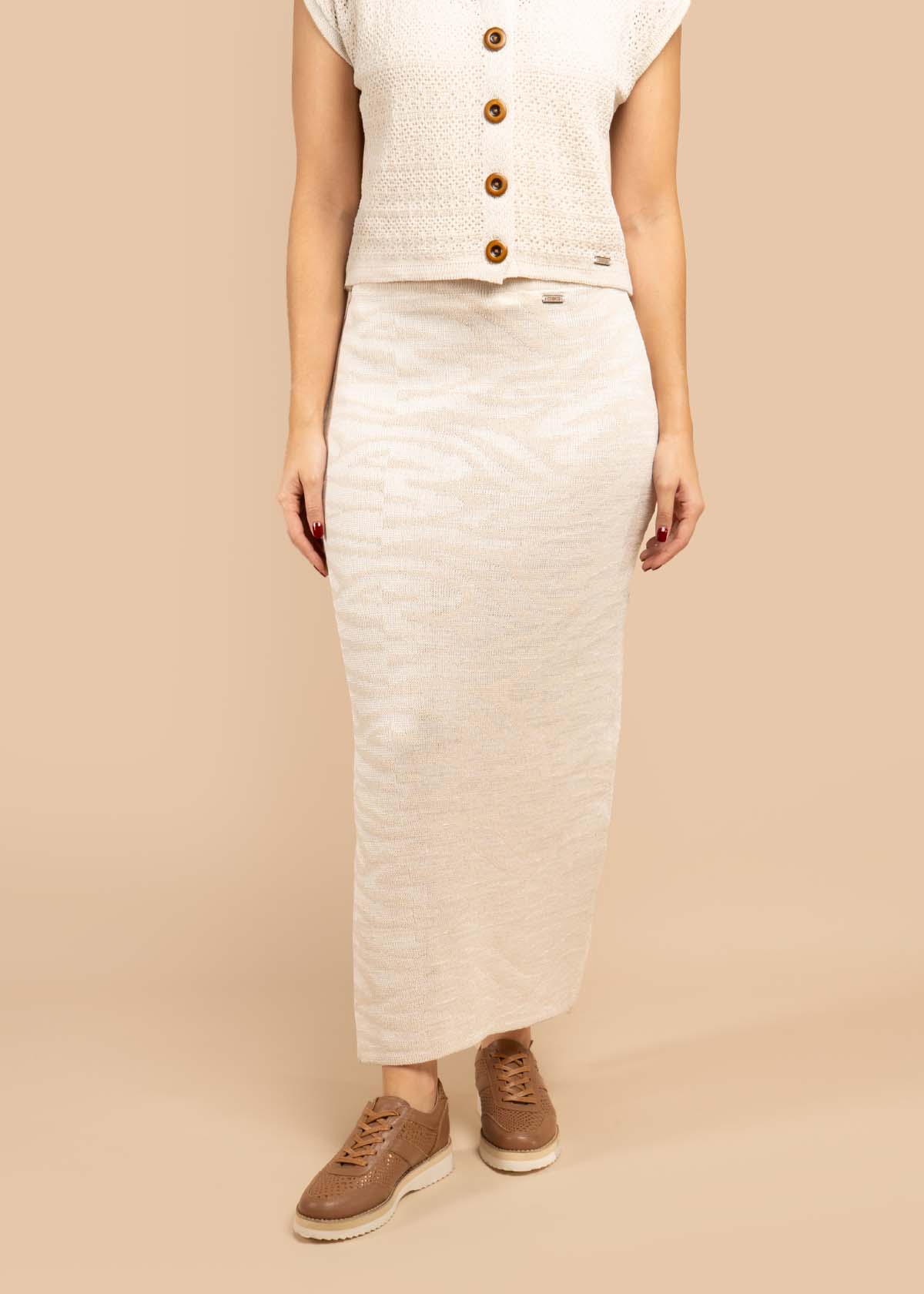 Falda tejida color crema 105457