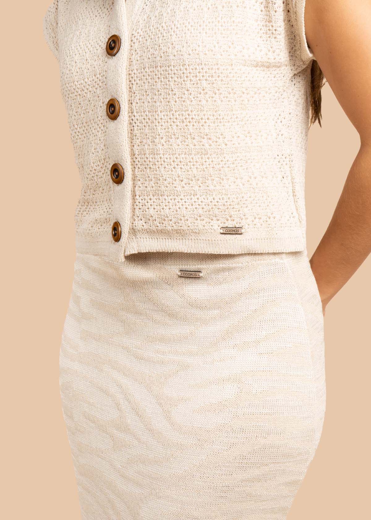 Falda tejida color crema 105457