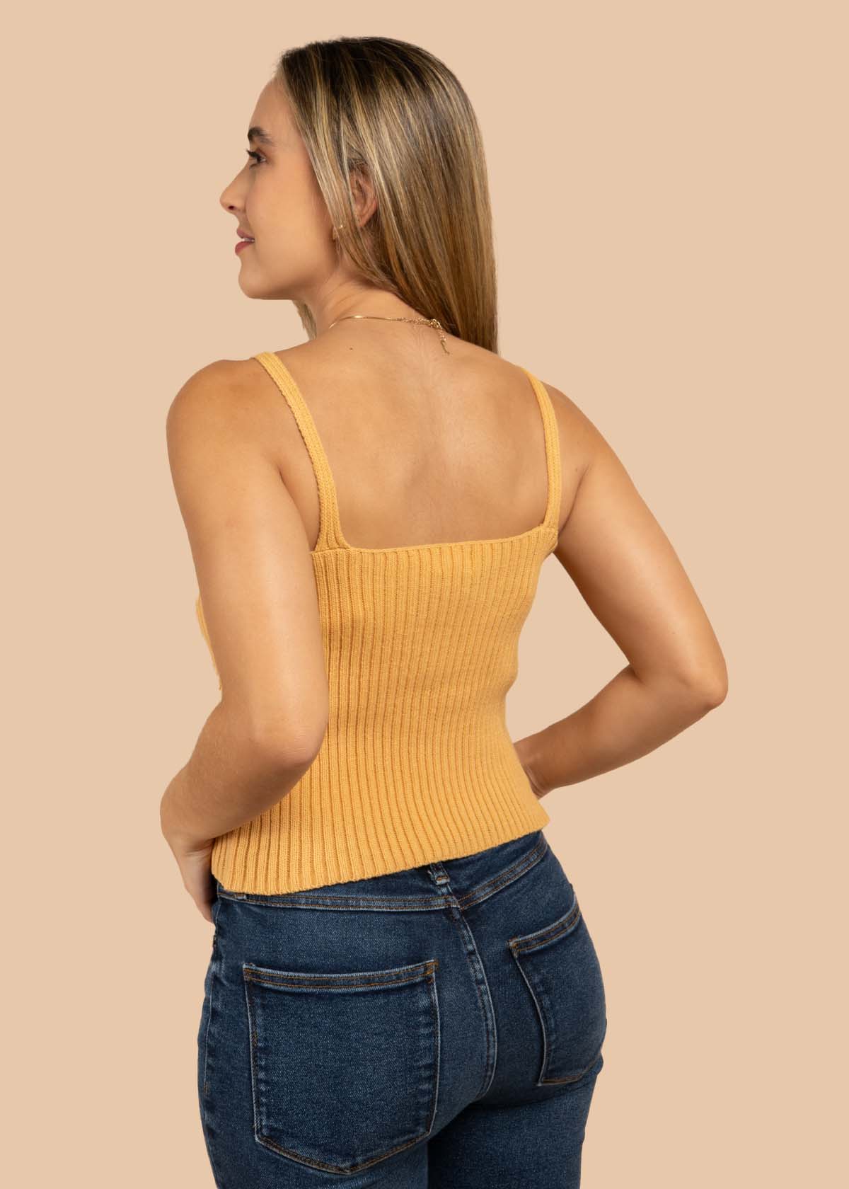 Blusa tejida manga sisa color arena 105458