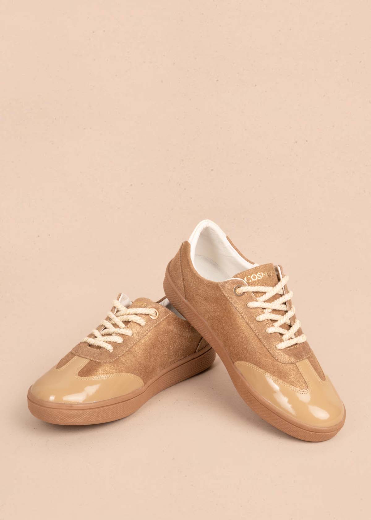 Tenis casuales en cuero color miel 105490
