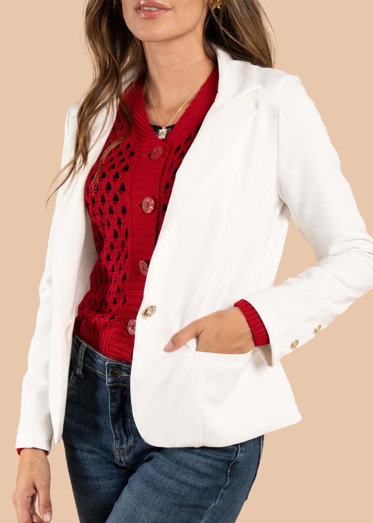 Blazer clásico color beige 105500