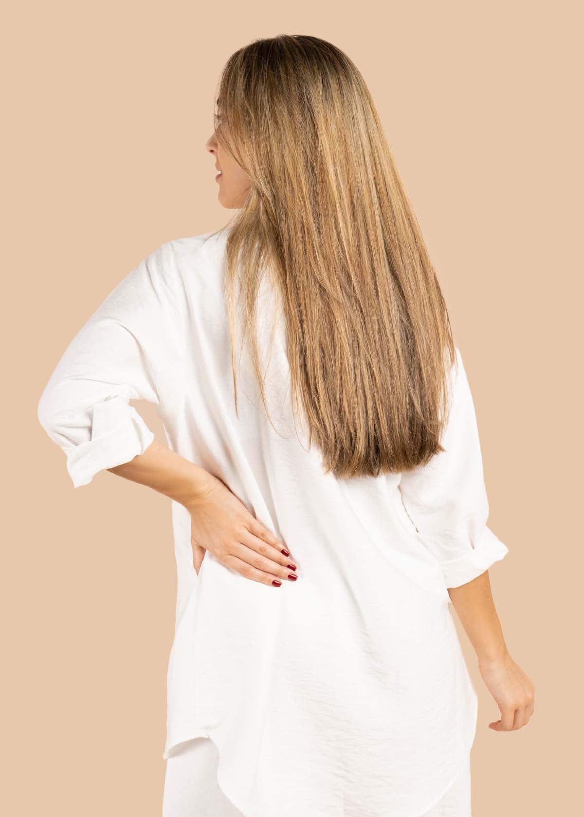 Blusa larga color blanco con bolsillo 105530
