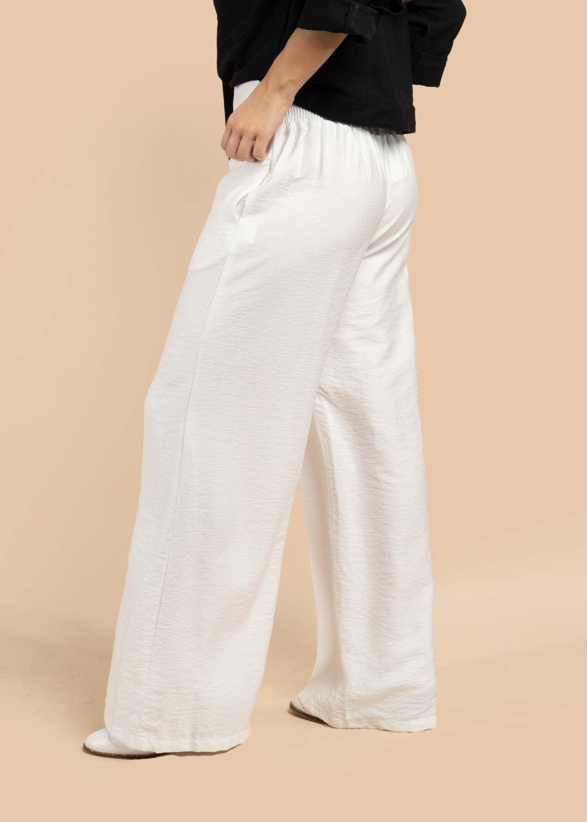 Pantalón color blanco con resorte en cintura 105533