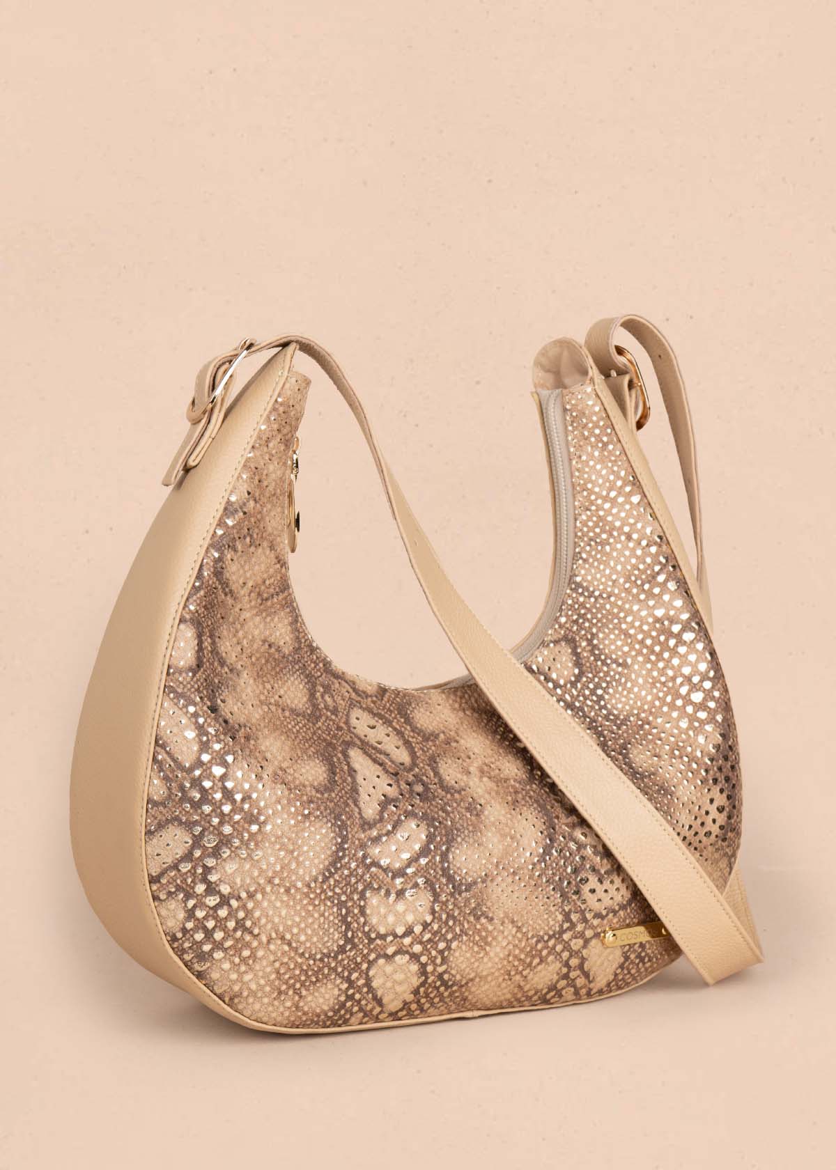 Bolso shopping en cuero color café con folia 105571