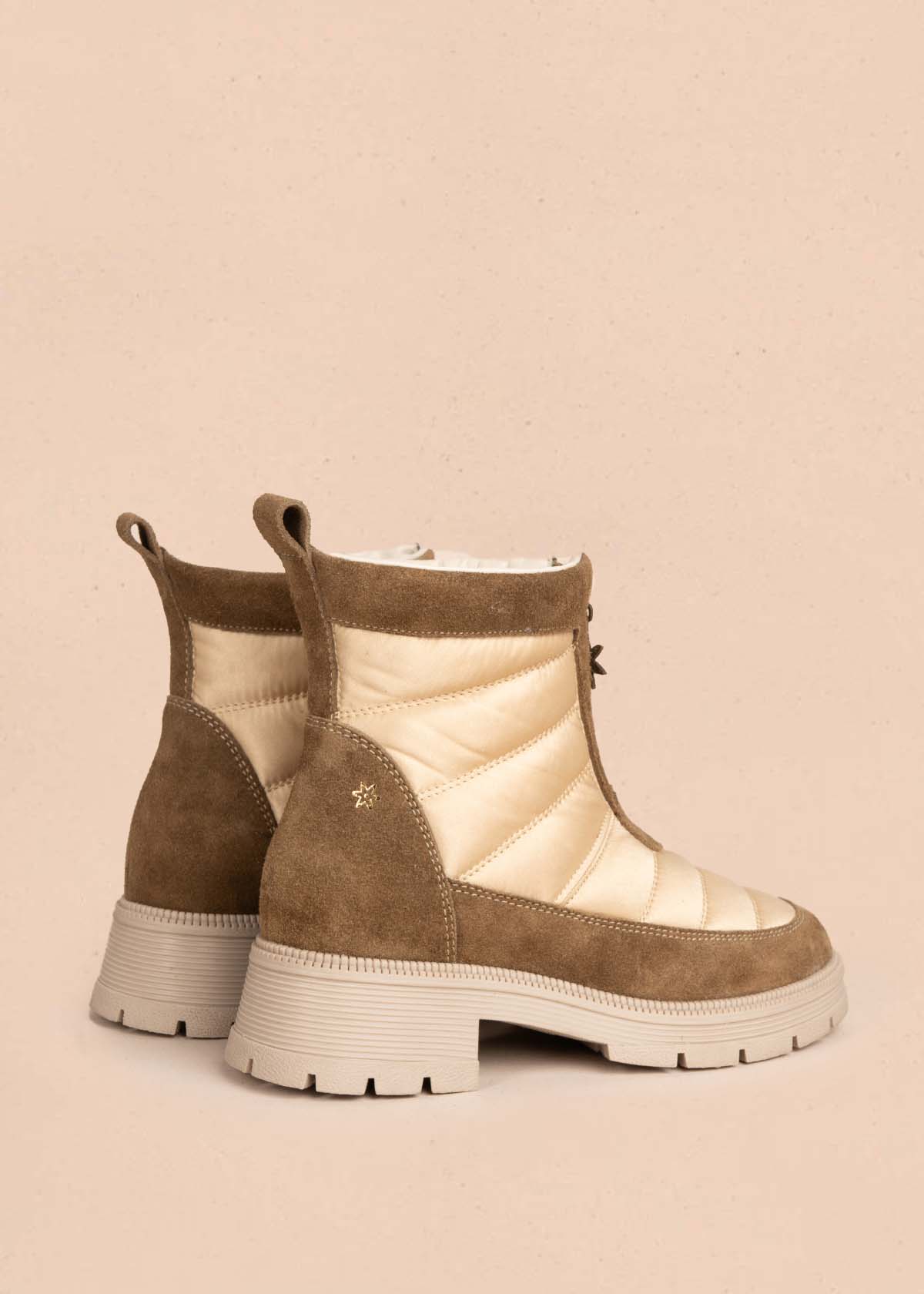 Botines en cuero color beige con cierre frontal 105596