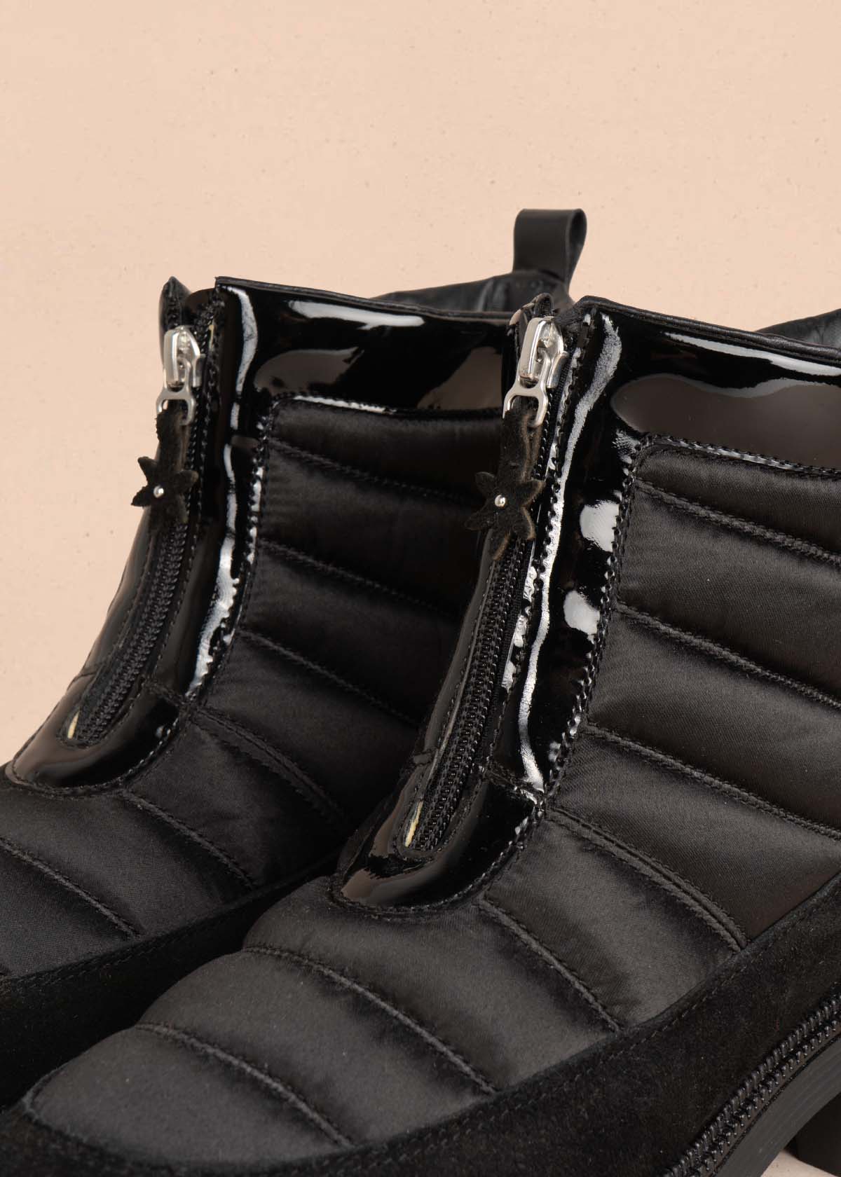 Botines en cuero color negro con cierre frontal 105596
