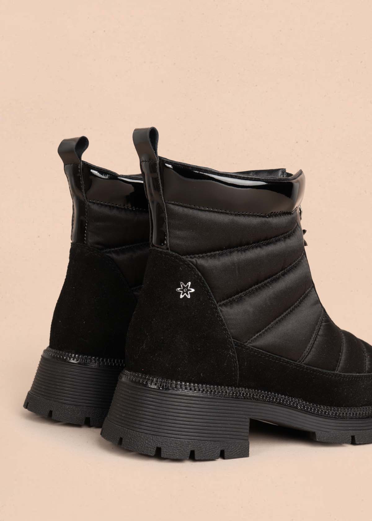 Botines en cuero color negro con cierre frontal 105596