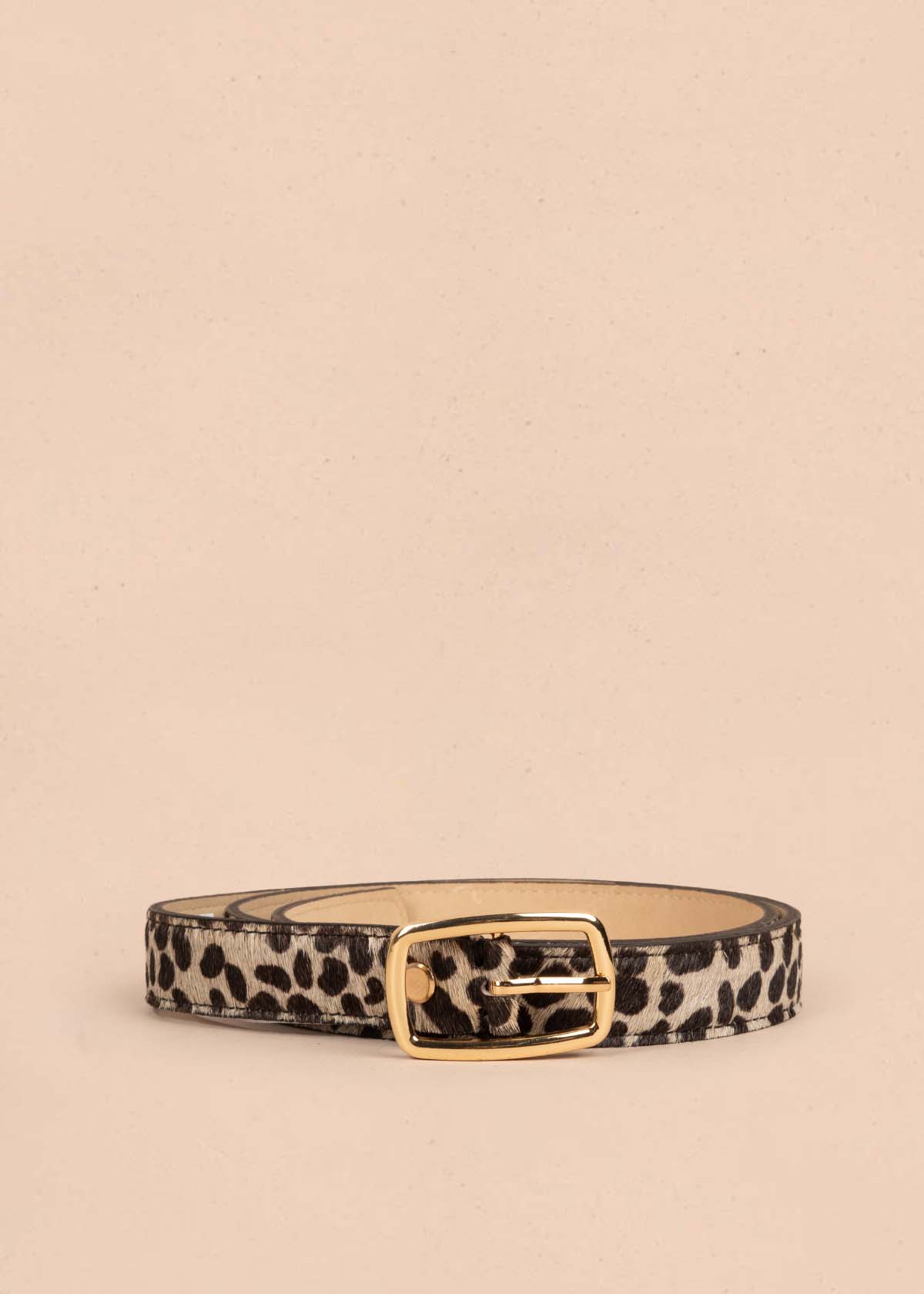 Cinturón en cuero con pelo color negro animal print 105630