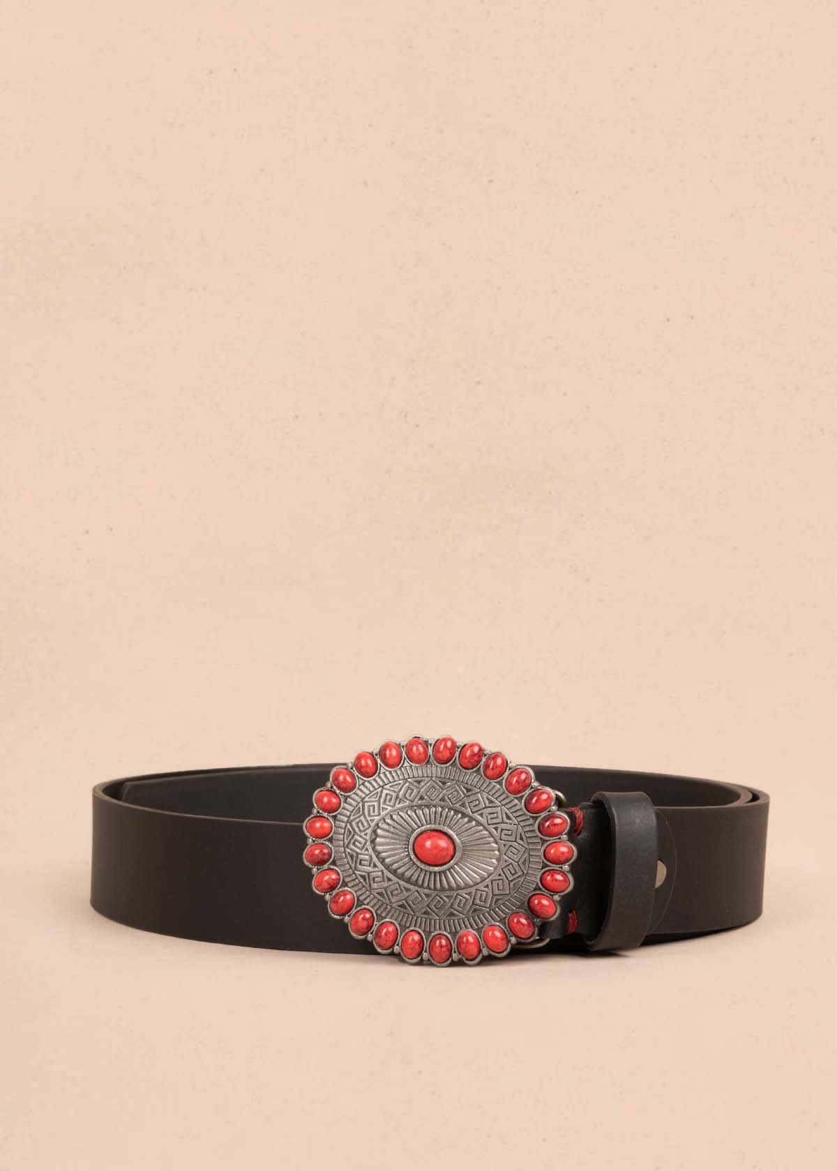 Cinturón en cuero color negro con hebilla texana 105633