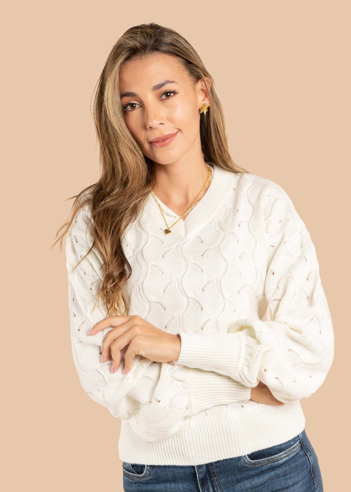 Sweater tejido color crema 105645