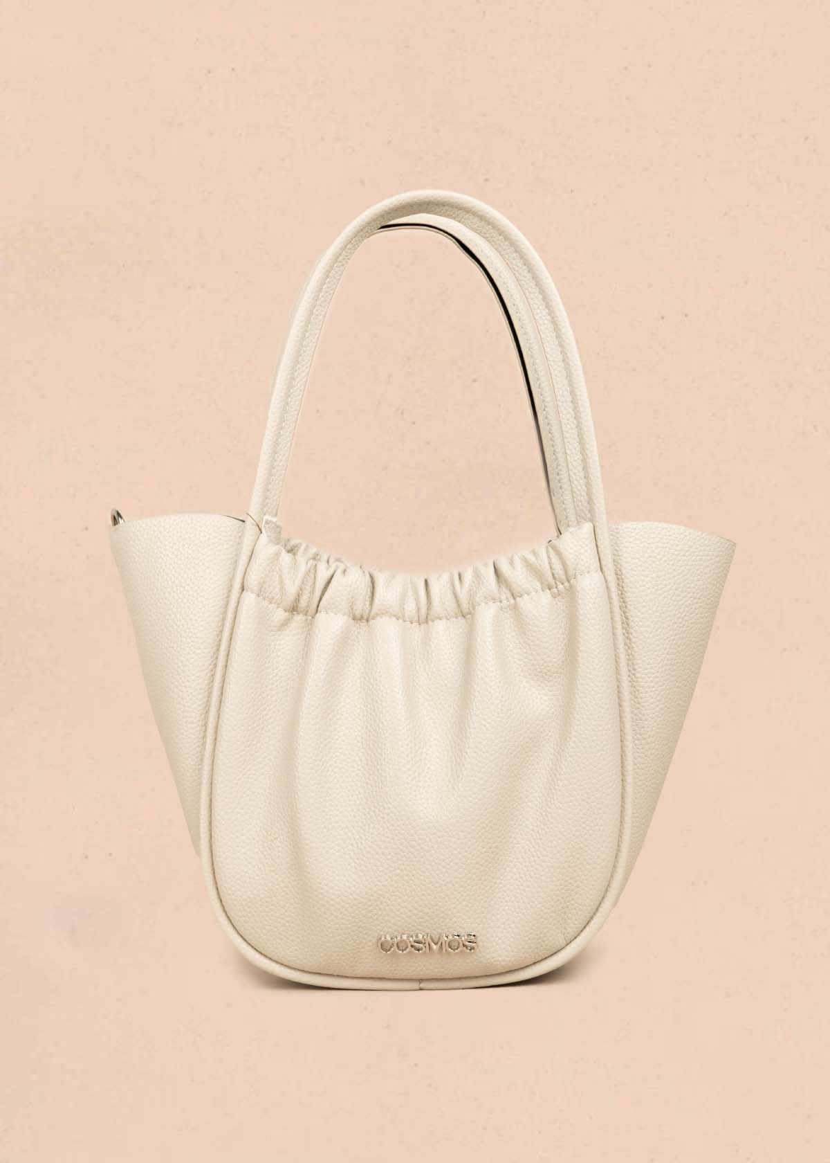 Bolso tipo cartera color beige con resorte 105702